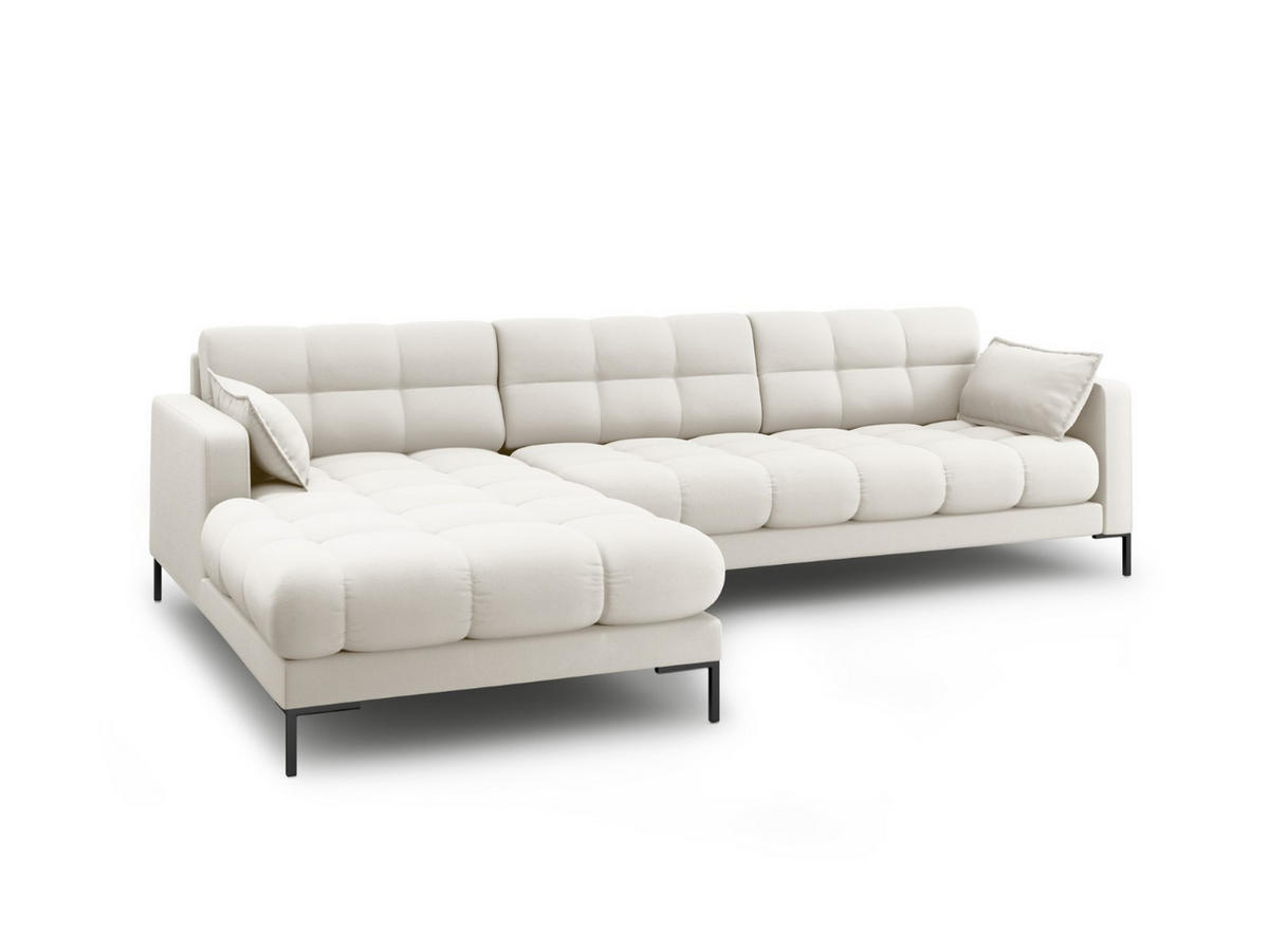ECKSOFA links Mamaia aus strukturiertem Stoff leichtes beige 5 Sitzplätze - Creme, Textil (185/293cm) - Micadoni