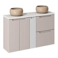 BADMÖBEL-SET 6 Teile Nova Cashmere N BM149 in Kaschmir Matt/ Weiß Matt - Kaschmir/Weiß, Holz (140/57/40cm)