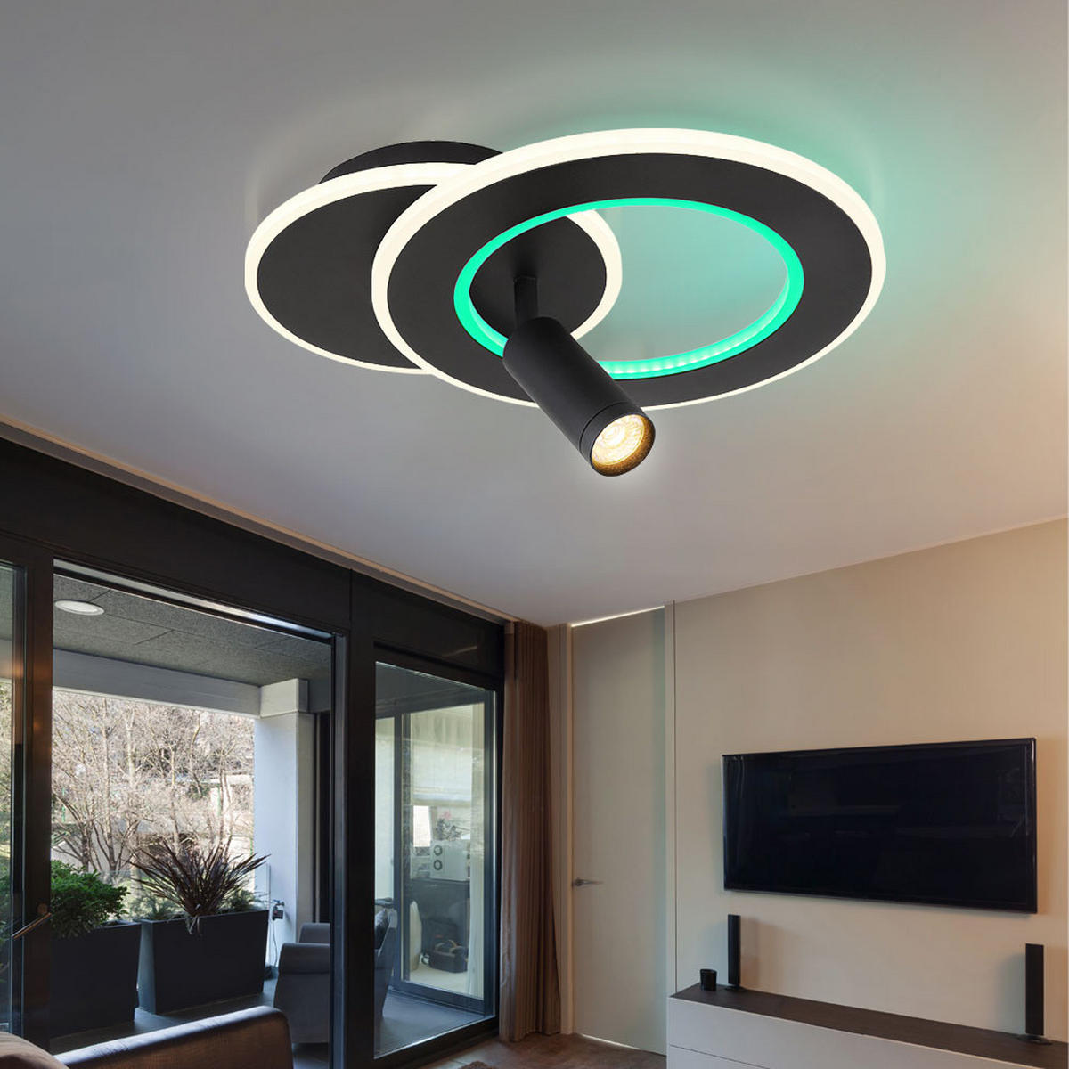 LED DECKENLEUCHTE MARIAN Schwarz Metall - Schwarz, Metall (36.5/29.2/13.5cm) - Globo Lighting