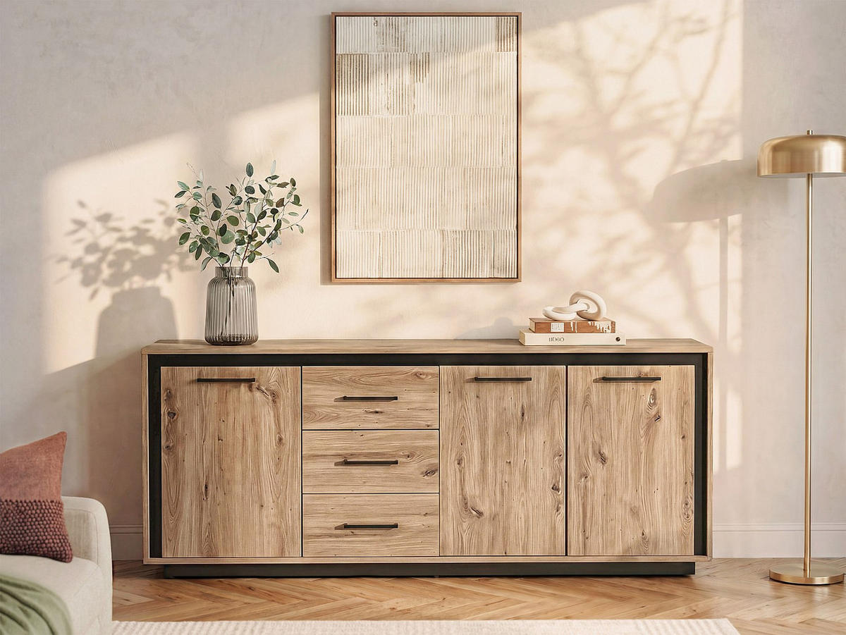SIDEBOARD - 180 cm x 40 cm - Holz, Platte - Naturfarben Hell NALAMANE - Naturfarben, Holz (180/75/40cm) - Vente-Unique