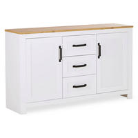 SIDEBOARD 150/89/41 cm Weiß, Natur - Schwarz/Weiß, Holz/Kunststoff (150/89/41cm) - Homestyle4u