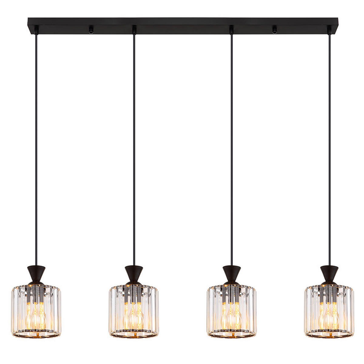 HÄNGELEUCHTE Kristall Klar Schwarz - Schwarz, Metall (86/13/120cm) - Globo Lighting