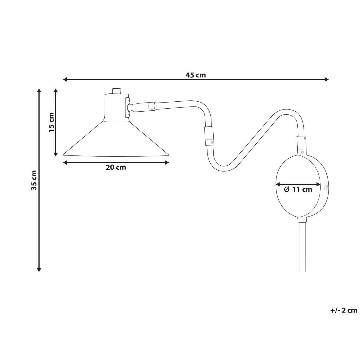 WANDLAMPE Weiß/Gold Baliem - Goldfarben/Weiß, Metall (20/35/45cm) - Beliani
