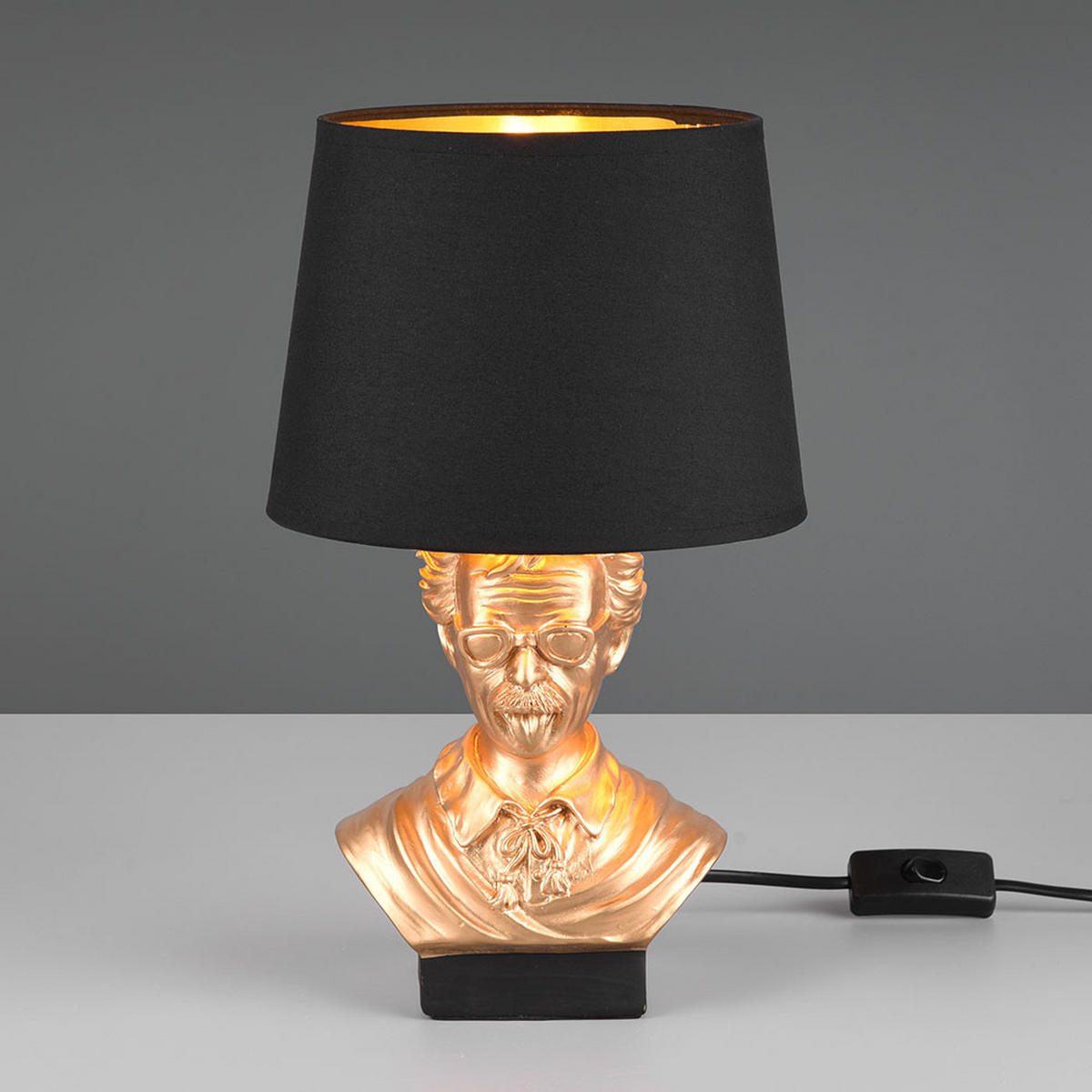 TISCHLEUCHTE ALBERT Gold Schwarz Keramik Stoff - Goldfarben, Textil (21/21/36cm)