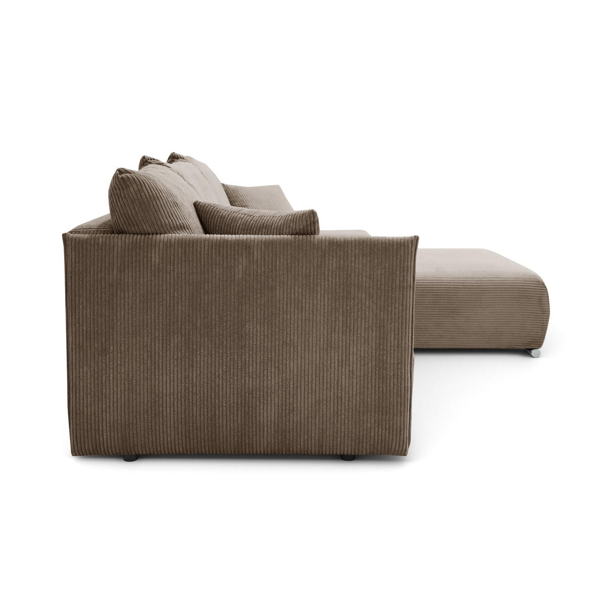 ECKSOFA L-Form Schlaffunktion Livorno Cord-Stoff Hellbraun Rechts - Chromfarben/Hellbraun, Holz/Kunststoff (246/188cm) - Kaiser Möbel