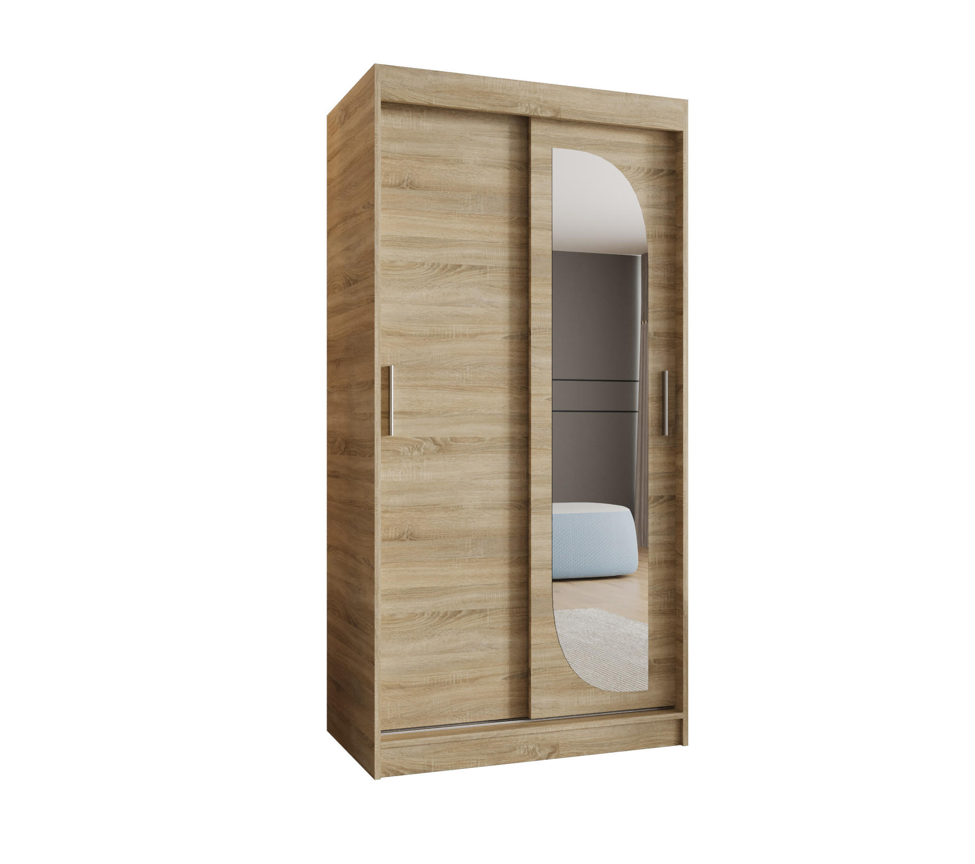 SCHWEBETÜRENSCHRANK 200/100/62 2-türig - Silberfarben/Sonoma Eiche, Holz (100/200/62cm) - MÖBEL KRYSPOL