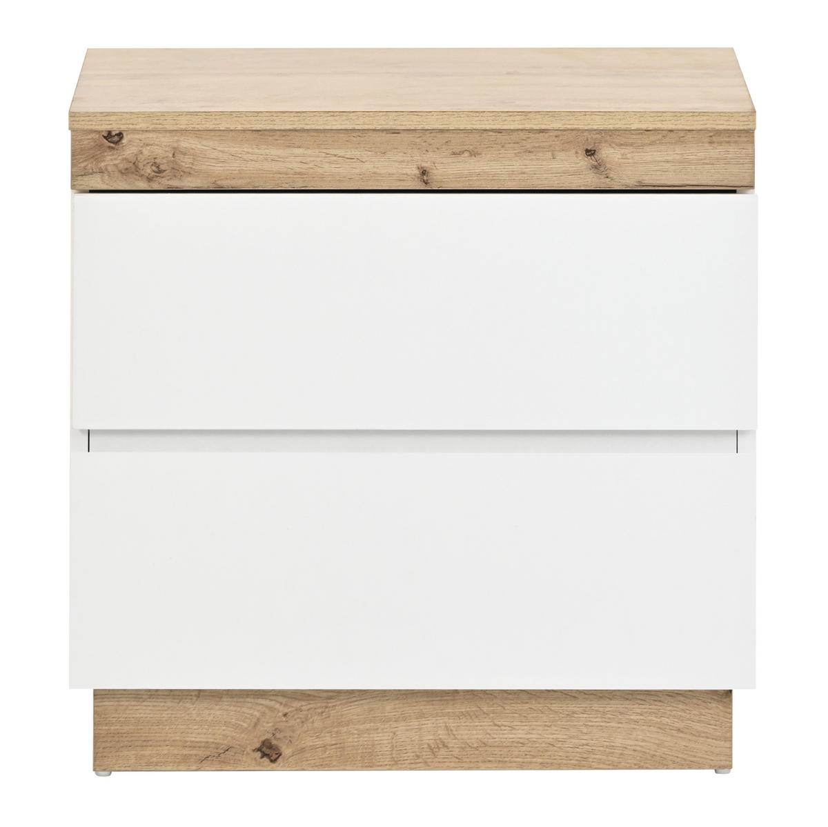 NACHTTISCH 2 Schubladen 50/40/55 cm weiß in Eicheoptik - Eichefarben, Holzwerkstoff (40/55/55cm) - OKWISH