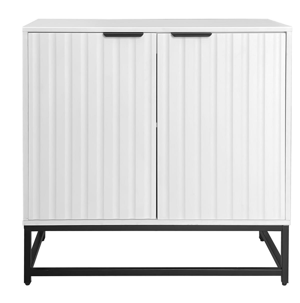 KOMMODE 80/40/80 cm mit 2 Türen und Metallgriffen – weiß - Weiß, Holzwerkstoff (80/80/40cm) - BEAOK