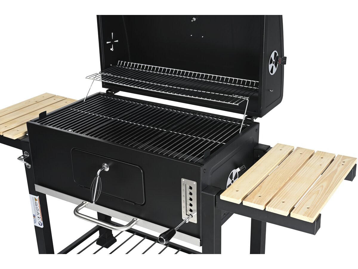HOLZKOHLENGRILL marquis Schwarz - Schwarz, Metall (56/108/160cm) - Habitat Garten