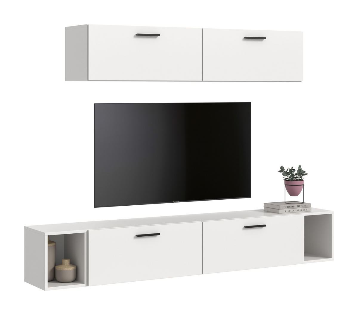 WOHNWAND The One weiß 202/34/184 cm - Weiß, Holzwerkstoff (202/184/34cm) - Xonox