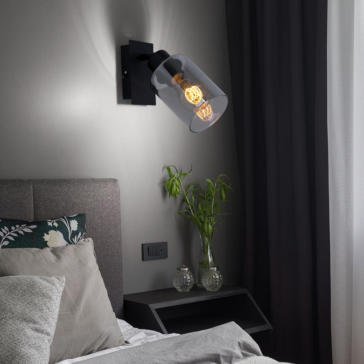 LED WANDLEUCHTE HADERA Glas Grau - Grau, Glas (9/20/9cm) - Globo Lighting