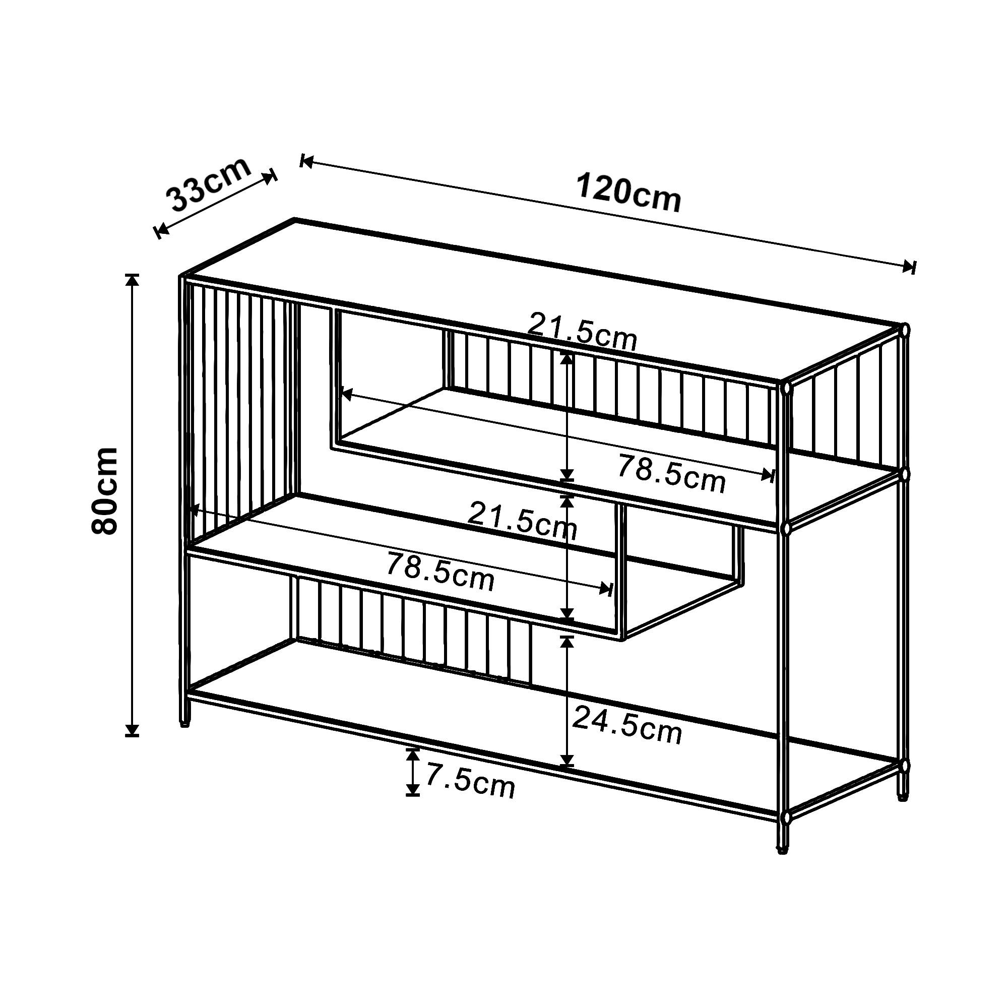 BEISTELLTISCH Oxelösund - Schwarz, Holzwerkstoff/Metall (120/33/80cm) - [en.casa]