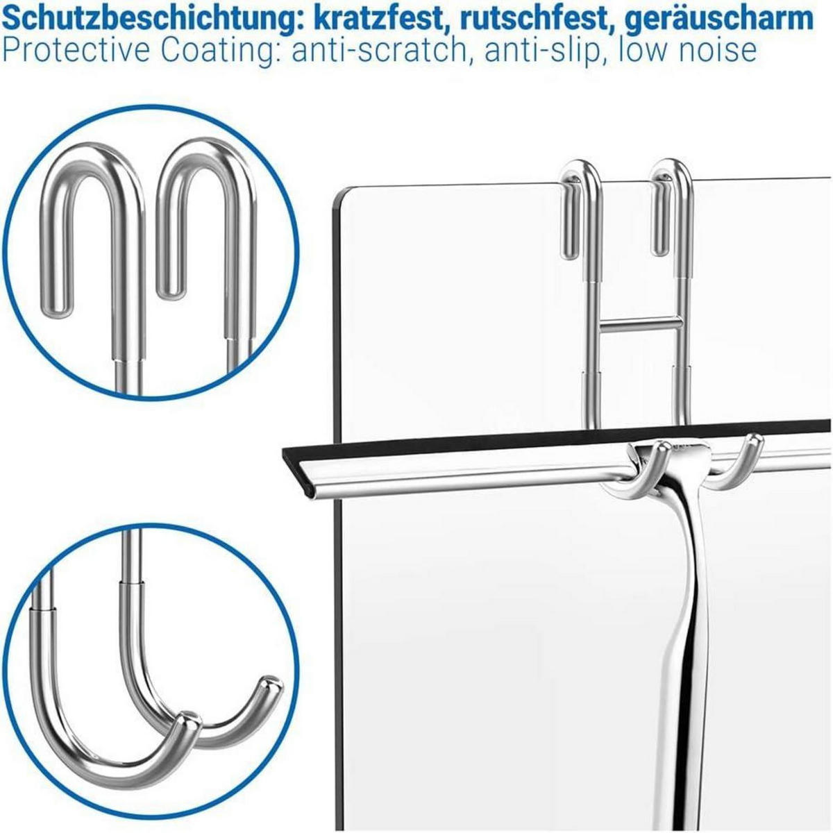 DUSCHHAKEN 2er Set Edelstahl Silber - Silberfarben, Metall (5/12/6cm)