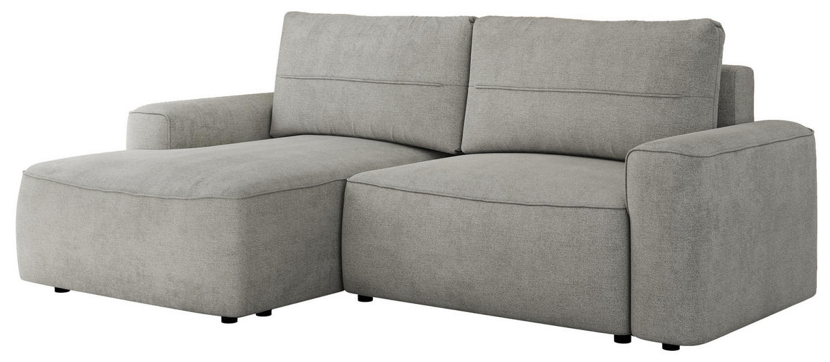 ECKSOFA BELLUNO L Hellgrau Strukture - Links - Hellgrau/Schwarz, Textil (144/233cm) - MKS