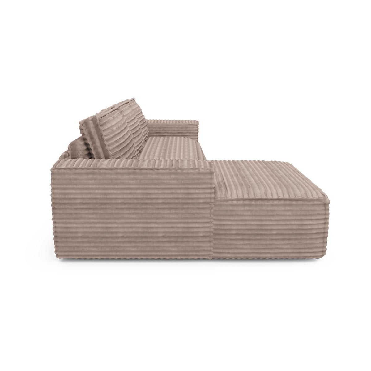 ECKSOFA LINKS Gerippter Samt Taupe 302cm - Taupe, Textil (165/302cm) - Sia Home