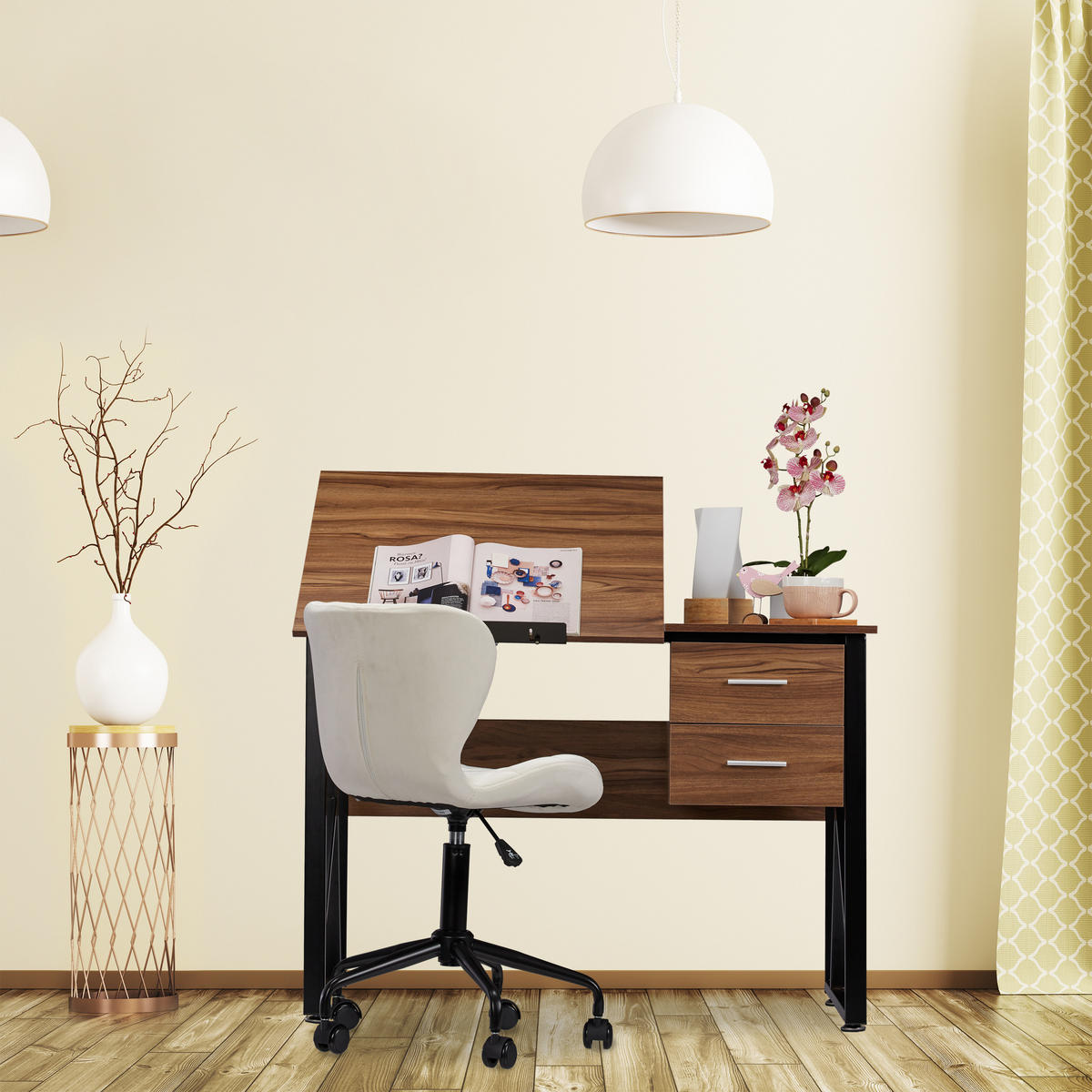 SCHREIBTISCH - Multicolor, Holzwerkstoff/Metall (55/110/75cm) - Relaxdays
