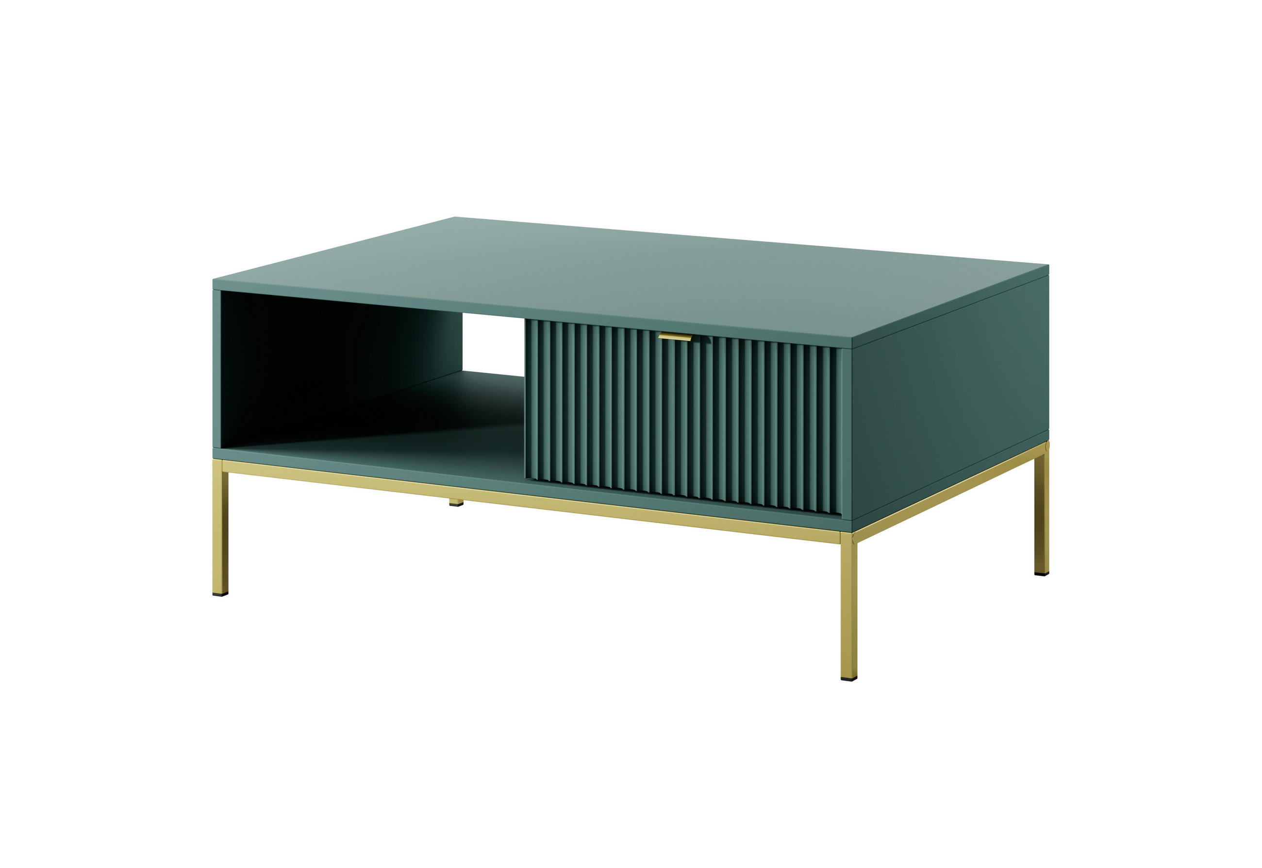 COUCHTISCH NOVA - L104, goldenen Akzenten, 104x68x46 cm Lablador - Türkis/Goldfarben, Holzwerkstoff/Kunststoff (68/104/46cm) - DomoHome