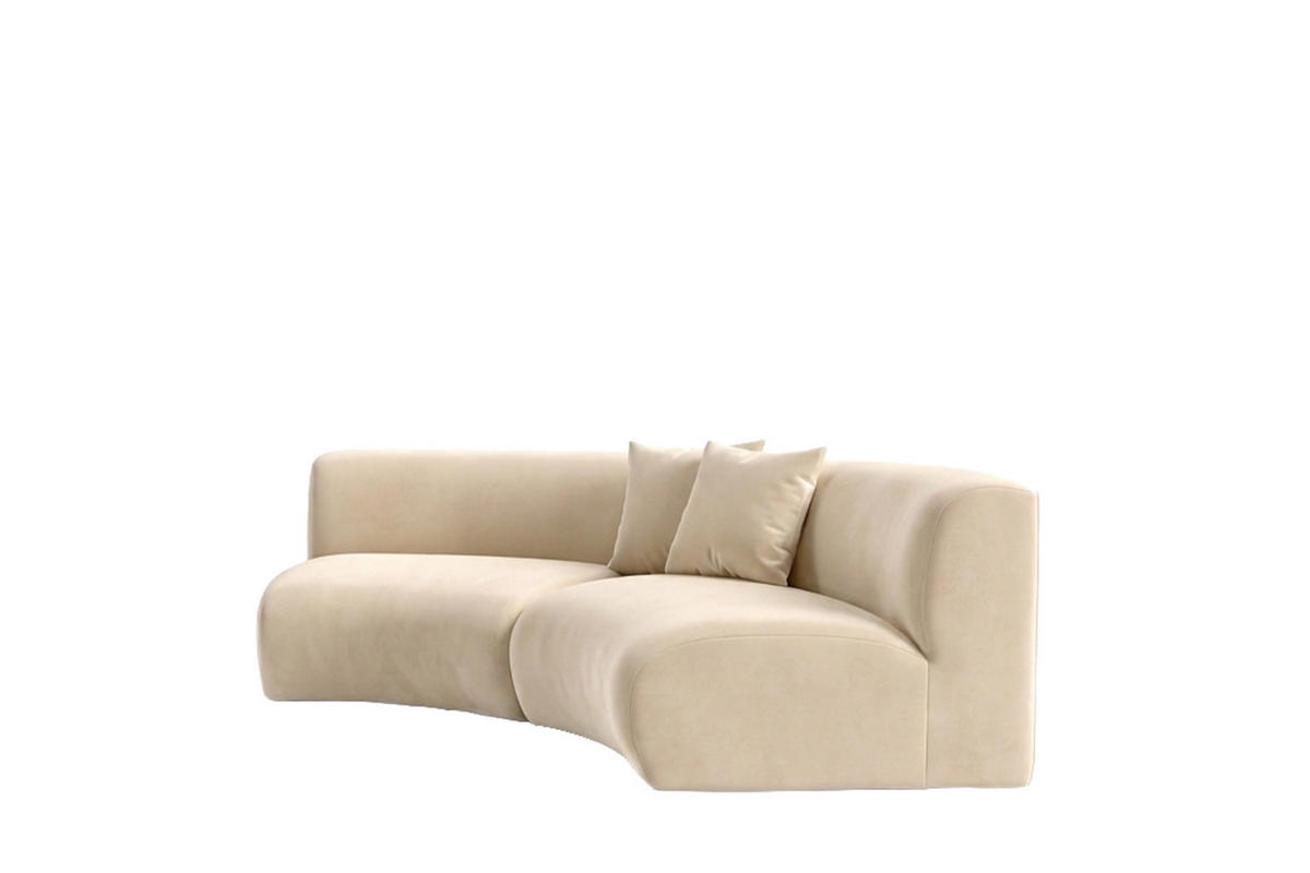 SOFA Round, Velvet-Stoff Bluvel, Creme, GRETA - Creme, Holz (294/70/89cm) - Kaiser Möbel