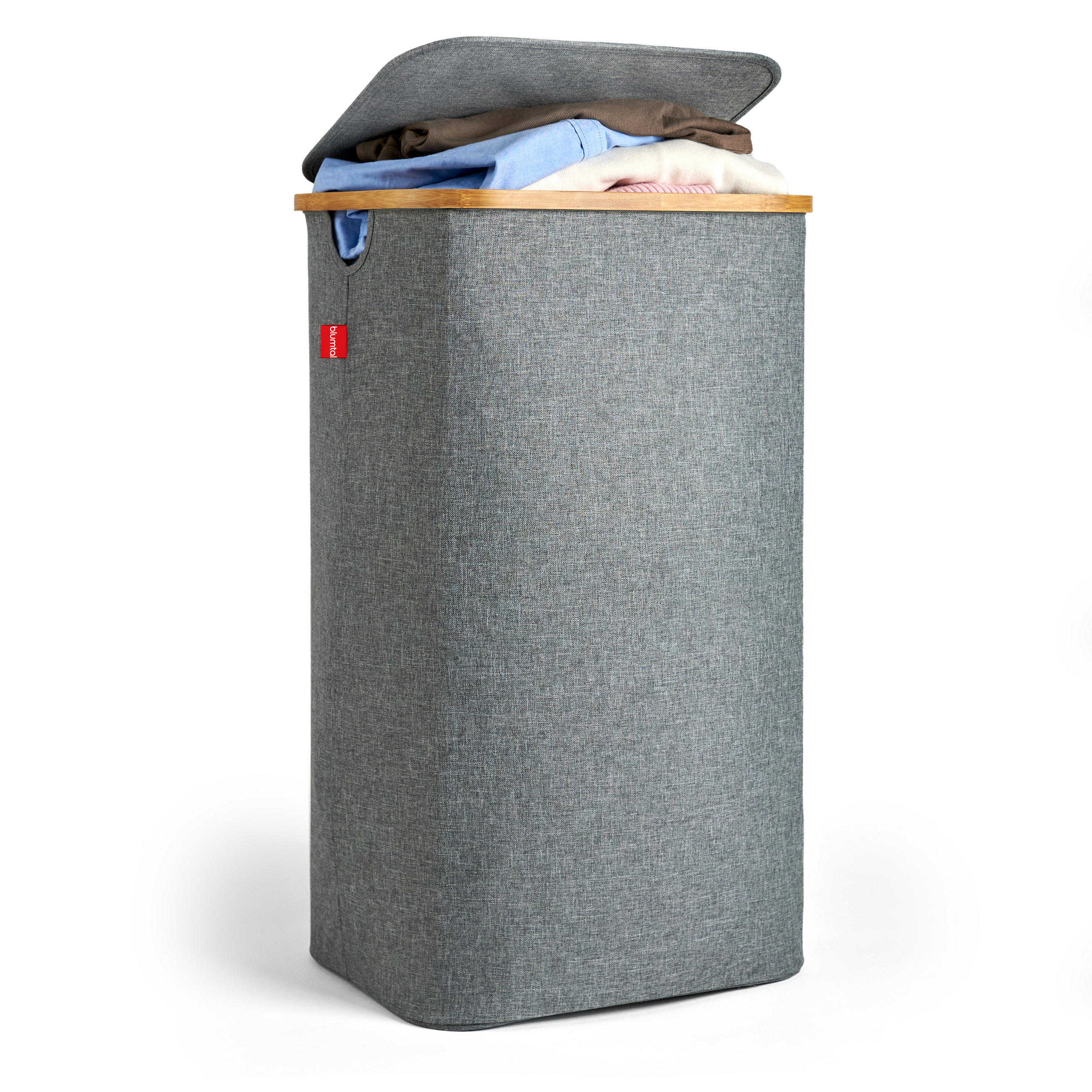 WÄSCHEKORB mit DeckeL, 100L, Grau - Grau, Holz (33/74/44cm) - Blumtal