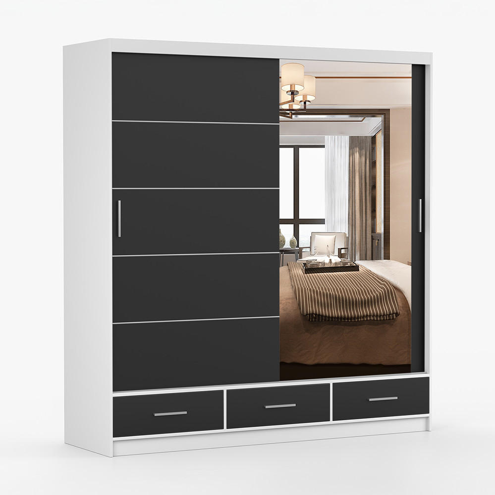 imoebel24 Kleiderschrank Weiß 203x218x61 cm