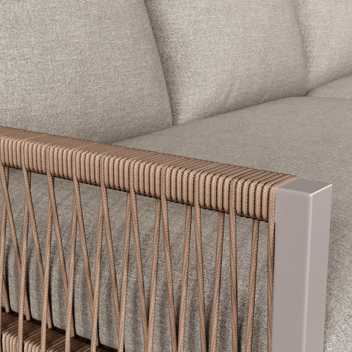 LOUNGESET 6-7 Personen Beige Eck Mit Verstellbaren Füßen - Beige, Metall - FLIEKS