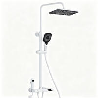 THERMOSTATISCHES Duschsystem 3 Funktionen mit Digitalanzeige Weiß – Regendusche, Handbrause & Bidet, Piano-Tasten Bedienung, Badezimmer Armatur - Weiß, Metall (18.5/120/27.5cm) - Kaket
