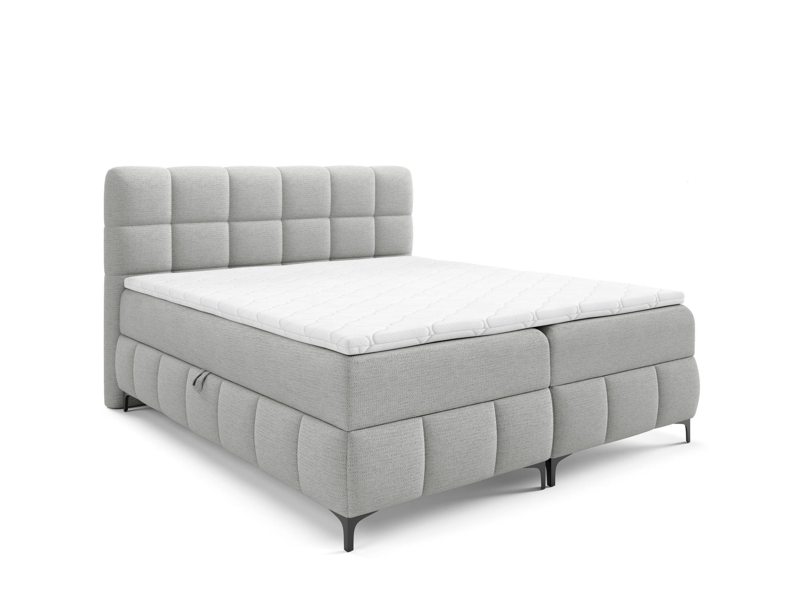 BOXBETT mit Stauraum und Topper 120x200 cm Hellgrau - Hellgrau, Textil (120/200cm) - Home Collective