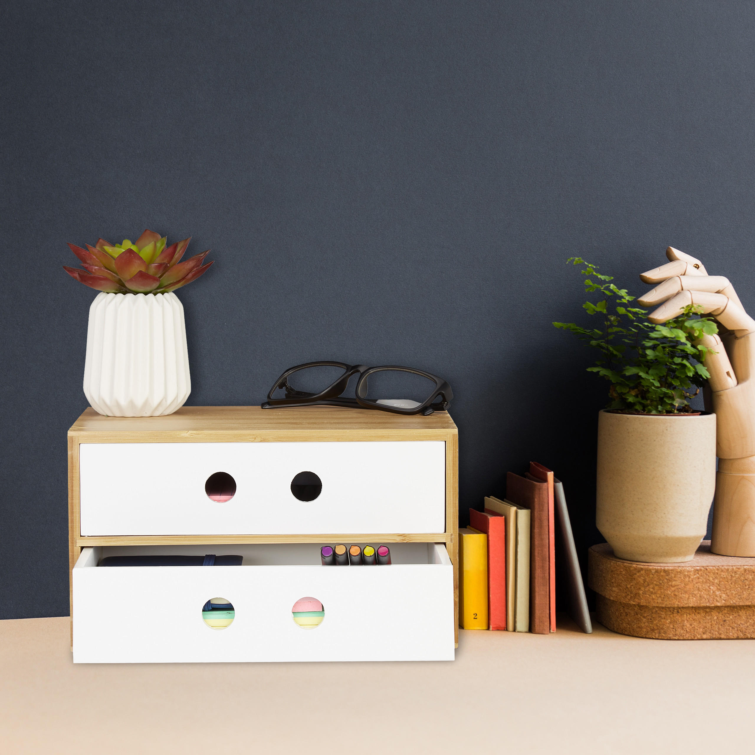 SCHREIBTISCHORGANIZER - Hellbraun, Holz/Holzwerkstoff (20/25/14cm) - Relaxdays