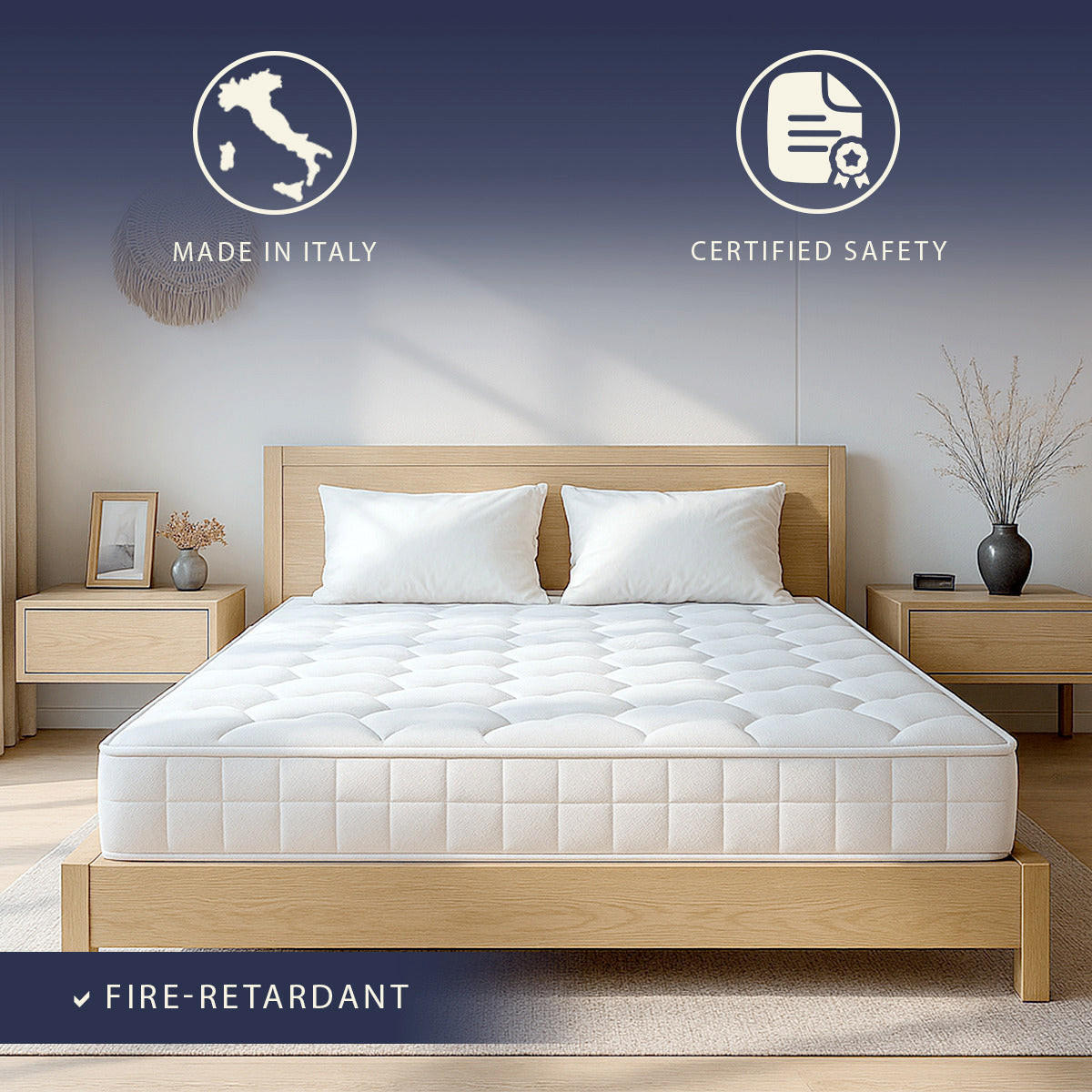 MATRATZE 120x200 mit Taschenfedern und Memory Foam | Höhe 25 cm | Ergonomisch, Feuerhemmend, Allergikergeeignet - Weiß, Textil (120/200cm) - The White Stone