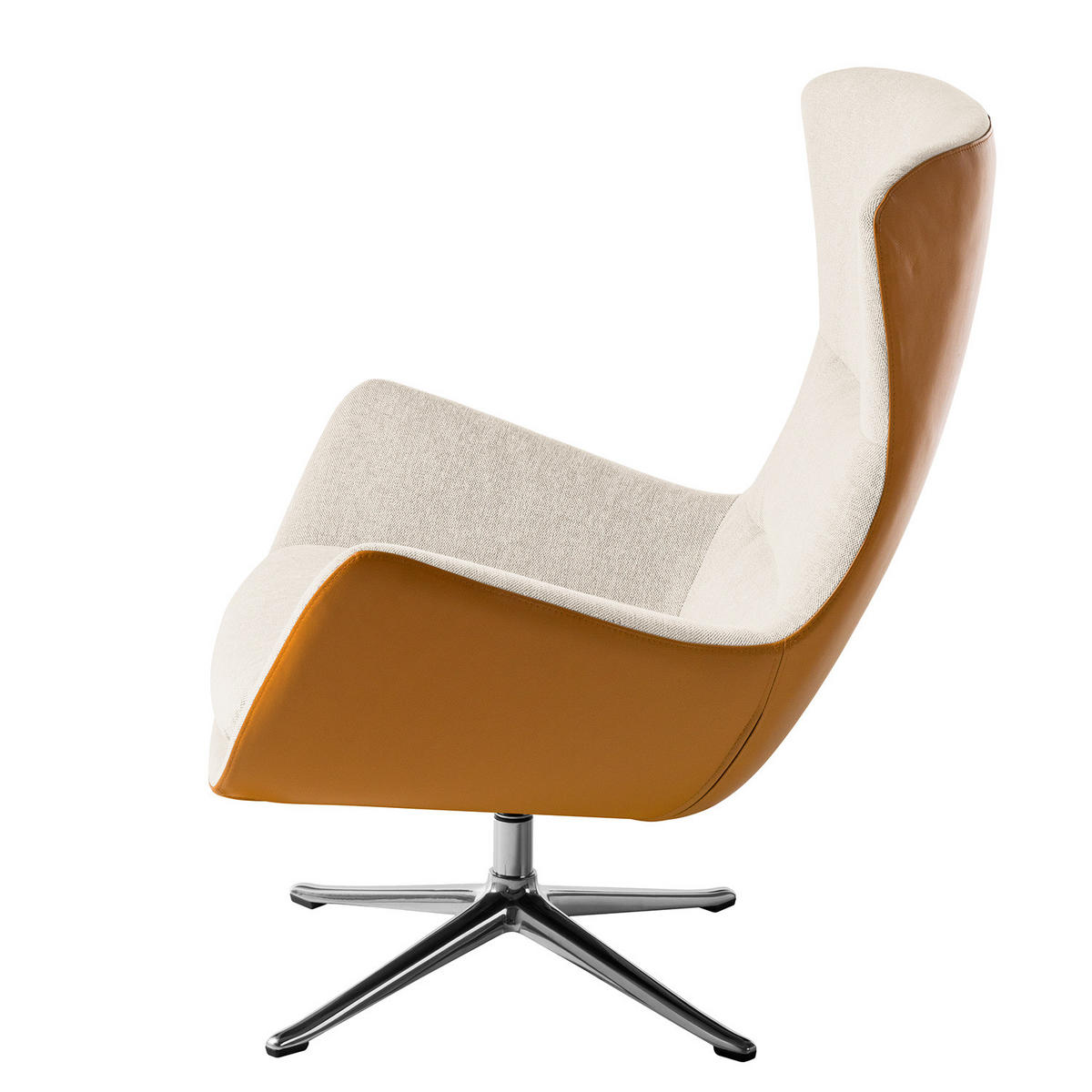 SESSEL mit Kreuzfuß - Chromfarben/Cognac, Textil/Metall (84/99/96cm) - home24