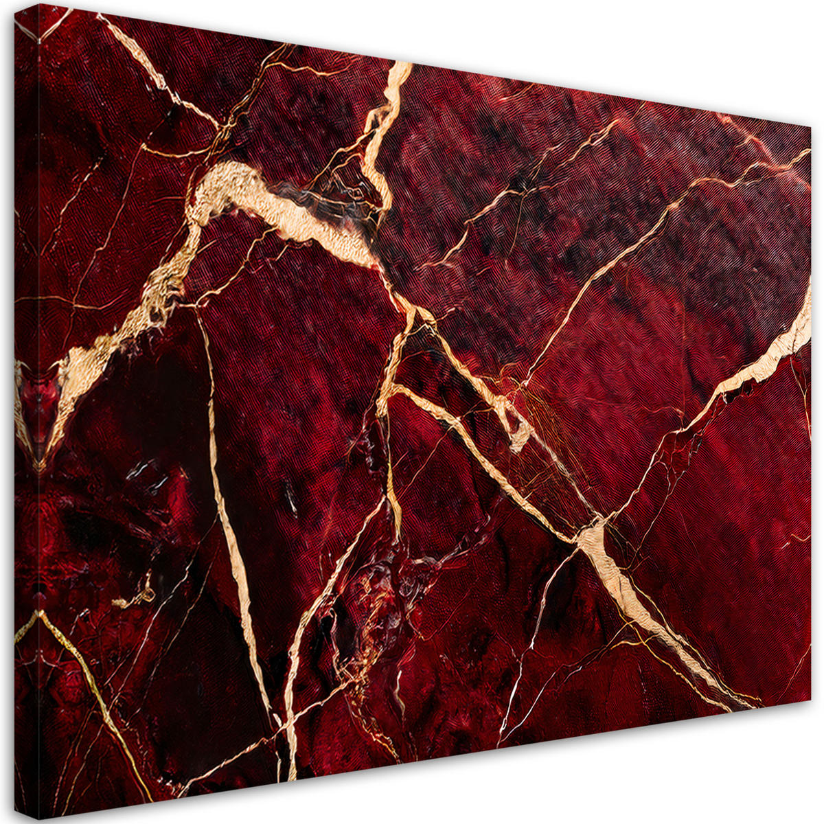 LEINWANDBILD Roter Marmor mit goldenem Loft-Stil 120x80cm - Rot, Textil (120/80cm) - Feeby