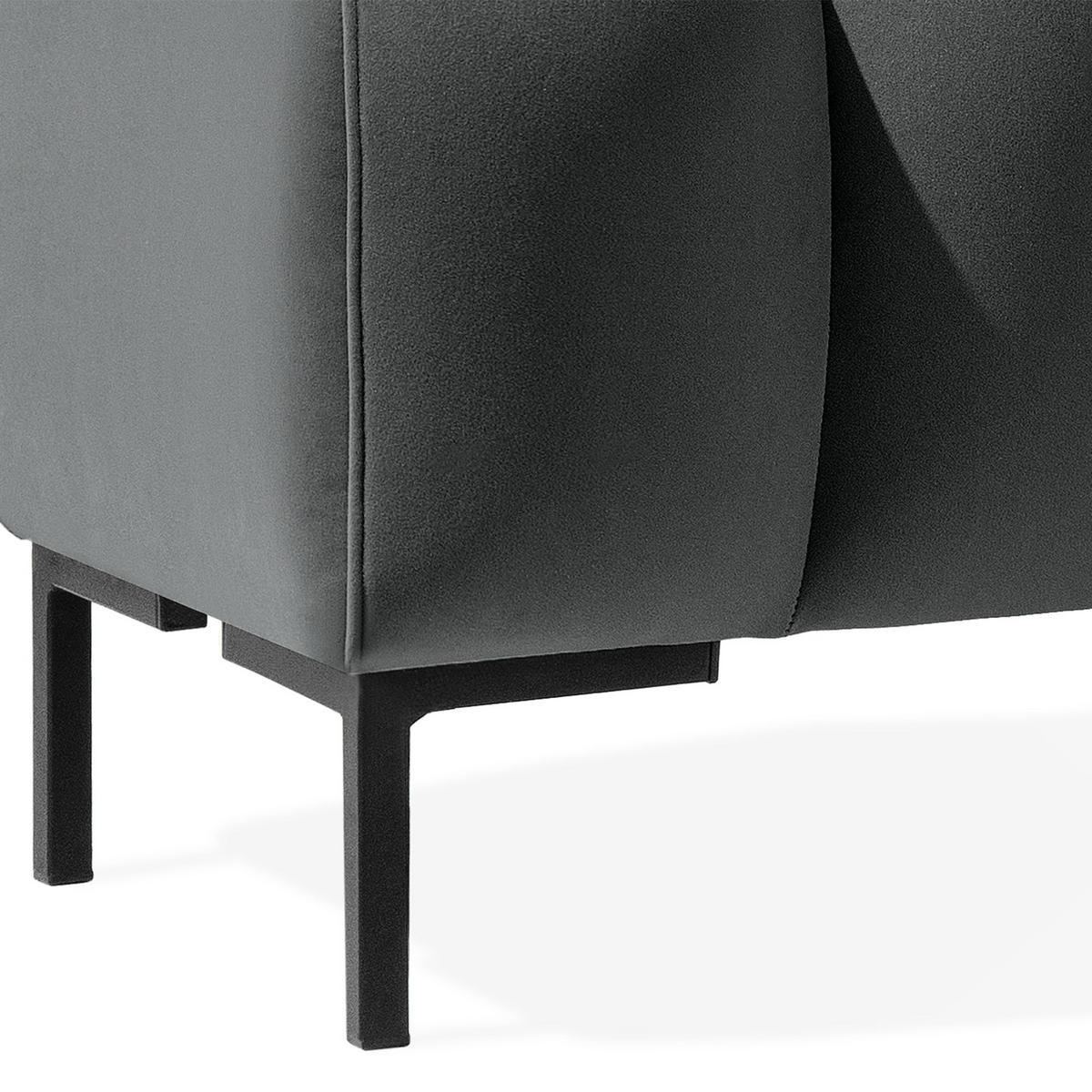 POLSTERBANK Bettbank PECCO, Metallbeinen - Dunkelgrau/Schwarz, Holz/Textil (160/50/50cm) - KONSIMO®
