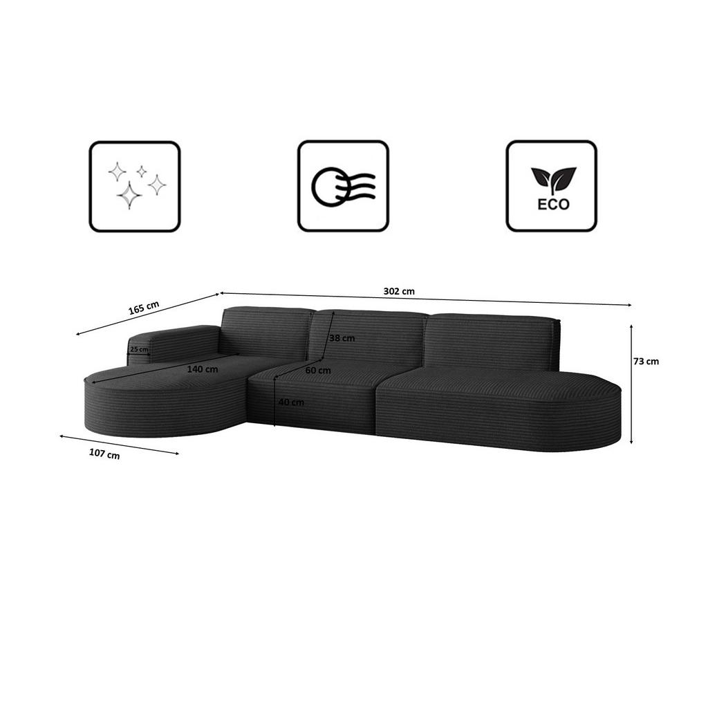 Thumbnail - Kaiser Möbel Ecksofa, Schwarz, Holz, L-Form, 302x296 cm, Wohnzimmer, Sofas & Couches, Wohnlandschaften, Ecksofas