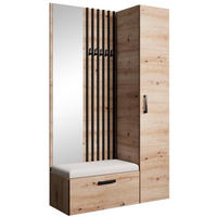GARDEROBE Margaret II 121/203/43 mit Lamellen und Hochschrank - Schwarz/Eiche Artisan, Holzwerkstoff/Kunststoff (121/203/43cm) - Beautysofa