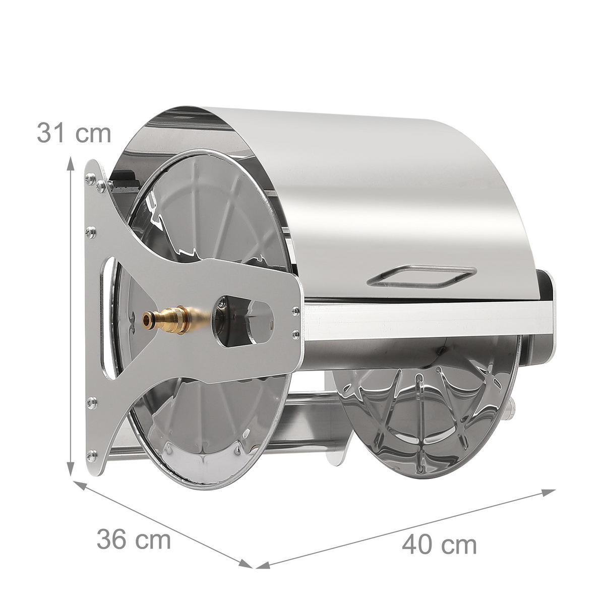 SCHLAUCHTROMMEL - Silberfarben, Metall (40/31/36cm) - Relaxdays