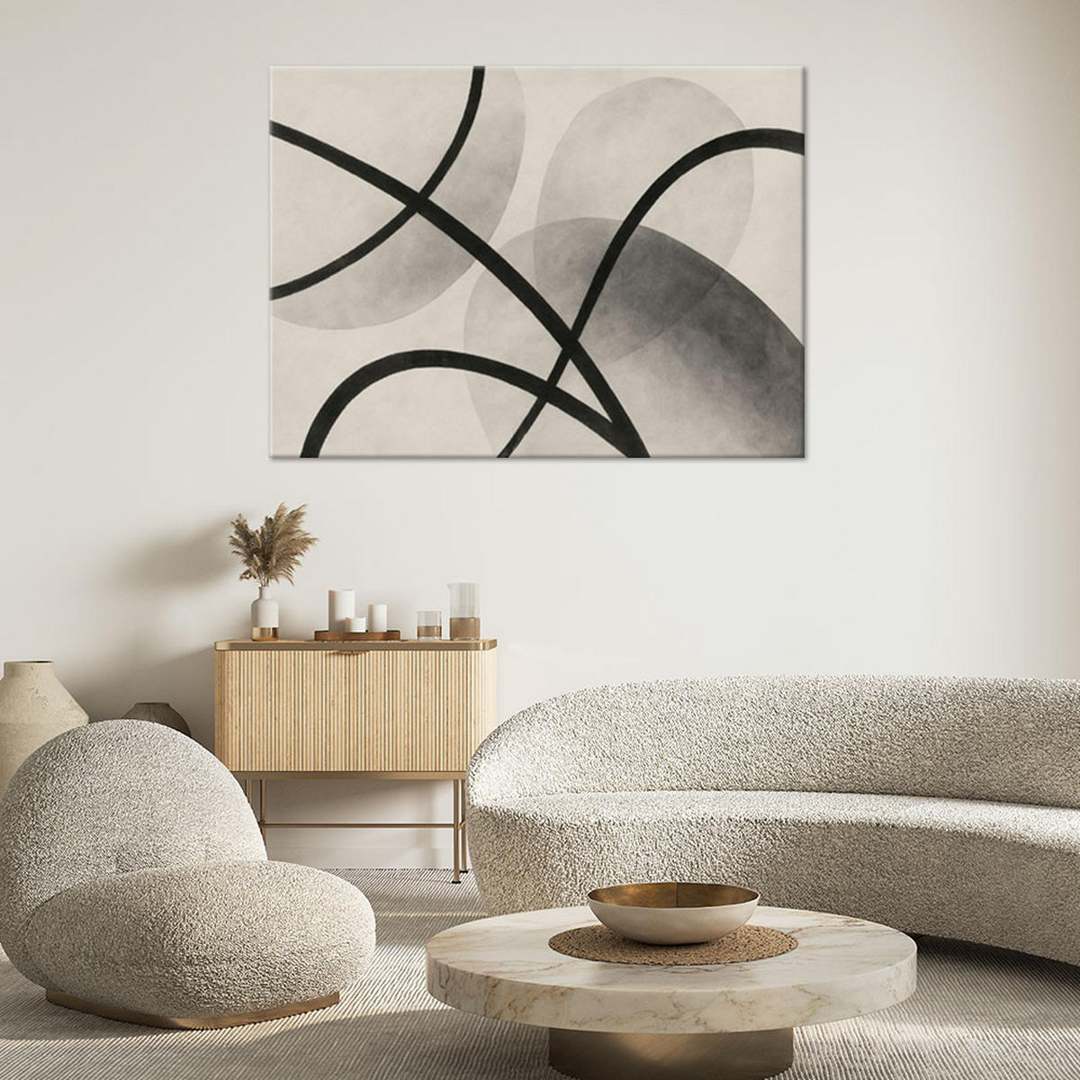 LEINWANDBILD Geometrische Abstraktion Pastellfarben 60x40cm - Grau, Textil (60/40cm) - Feeby