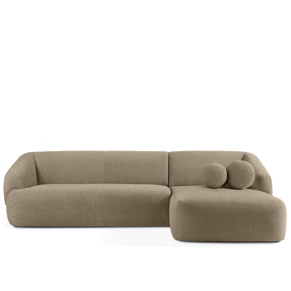 ECKSOFA RECHTS VIRA, Beige, Bouclé - Beige/Schwarz, Holz/Holzwerkstoff (300/160cm) - KONSIMO®