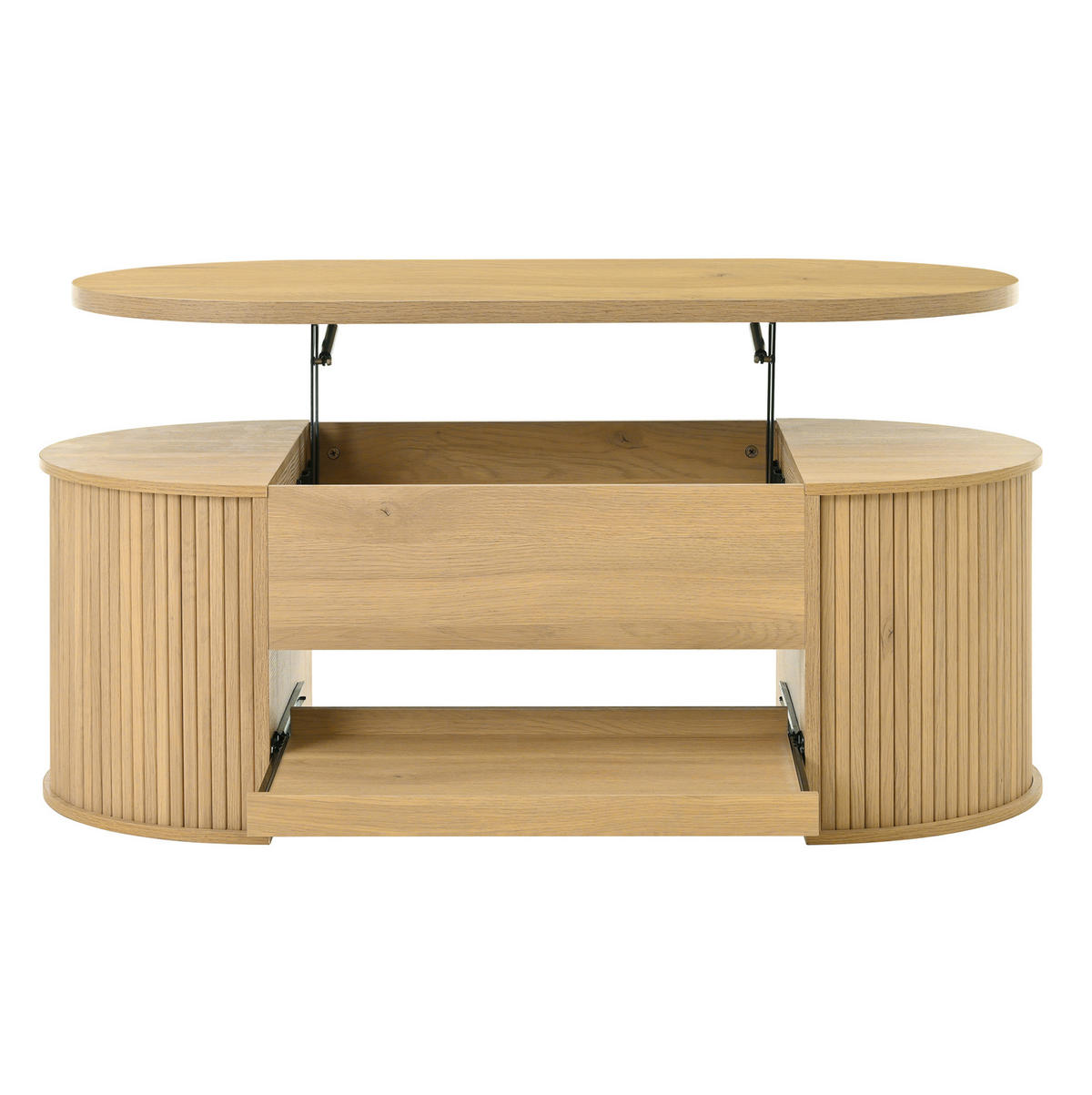 WOHNZIMMERMÖBEL-SET mit höhenverstellbarem Couchtisch und TV-Schrank Natural 2-tlg. - Braun, Holzwerkstoff (36/51/175.1cm) - Beauniv