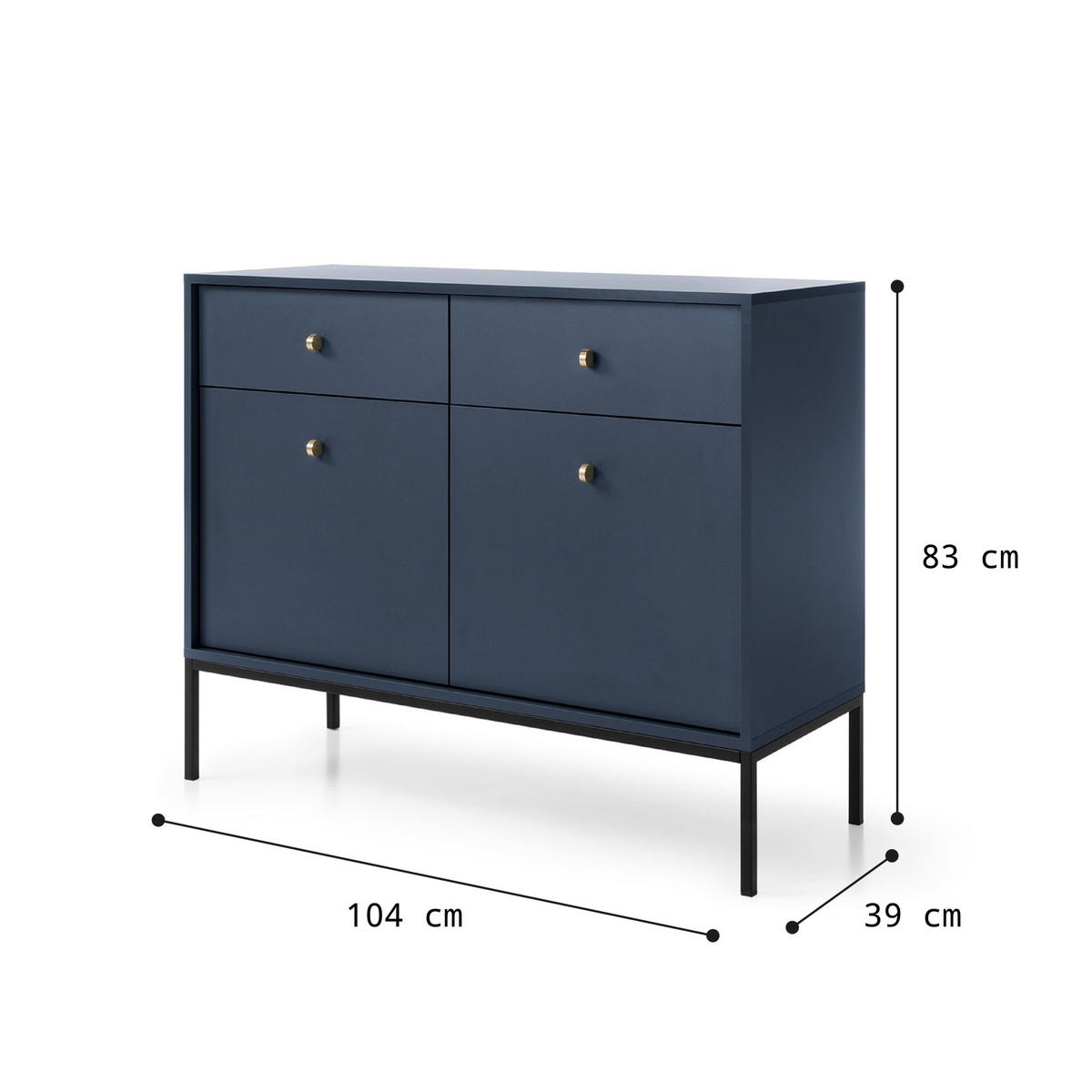 KOMMODE - kommode Melody II 2D2S Beige + Schwarz - Beige/Schwarz, Holzwerkstoff (104/83/39cm) - Möblo