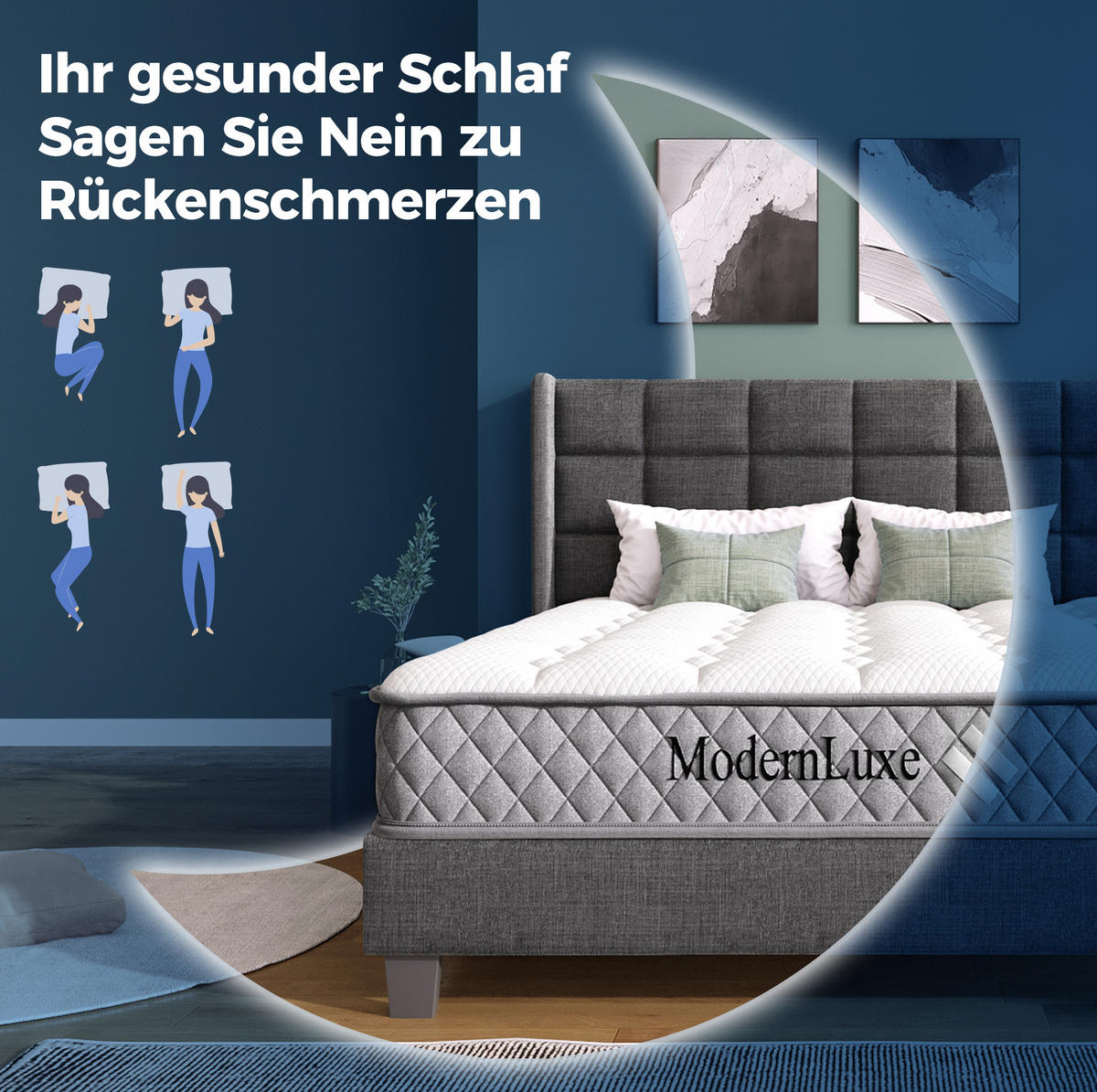 POLSTERBETT 90/200 cm mit Lattenrost und 7-Zonen-Matratze, Samt mit gepolstertem Kopfteil, Dunkelgrün - Grün, Textil - Redom