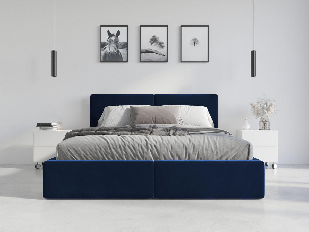 POLSTERBETT Hilton mit Stauraum - Blau, Textil (120/200cm) - Interbeds