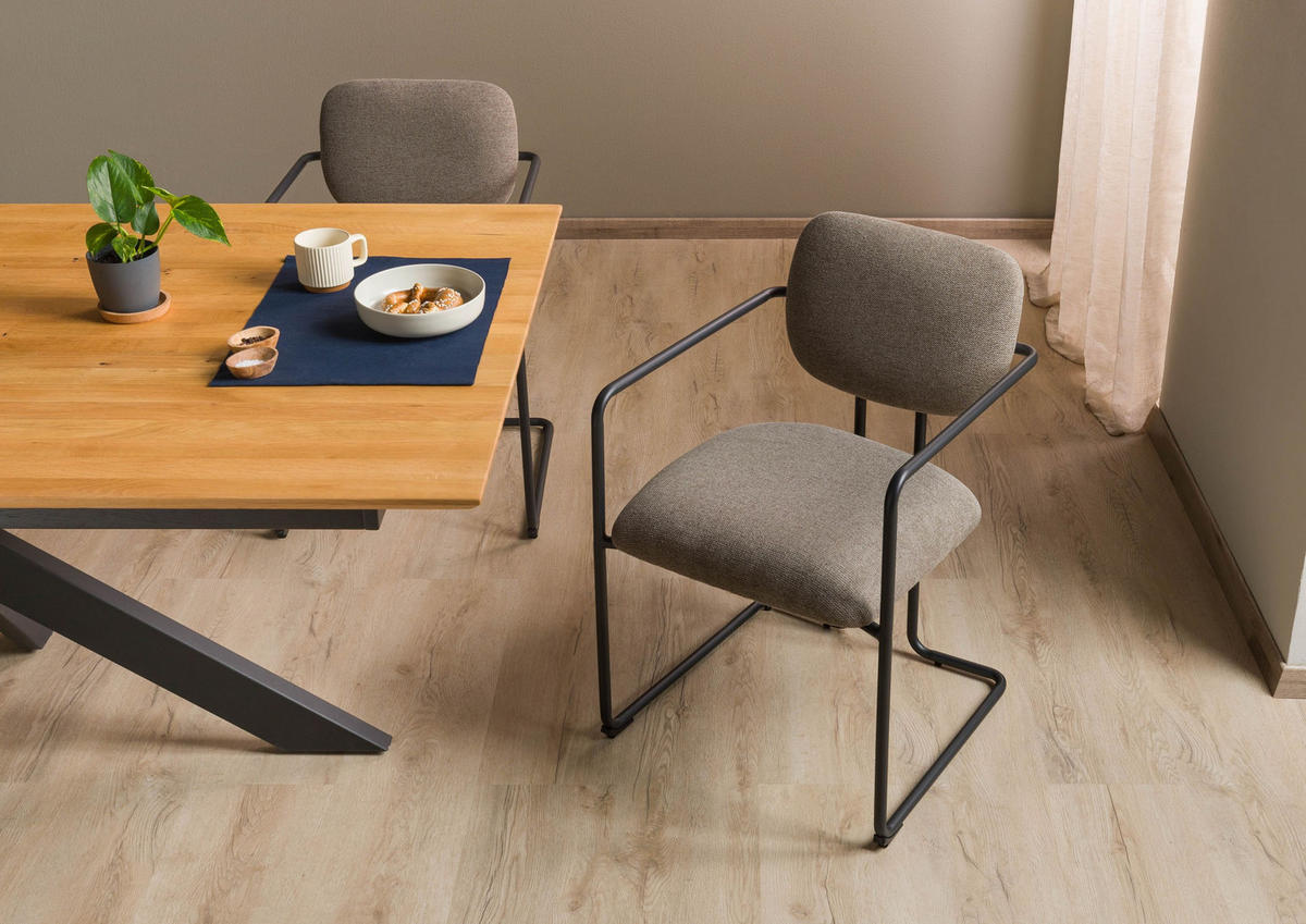 STUHL 100% Polyester 51 x 58 x 78 cm hellbraun POLSTERSTÜHLE - Braun, Kunststoff (51/78/58cm) - Massivmoebel24