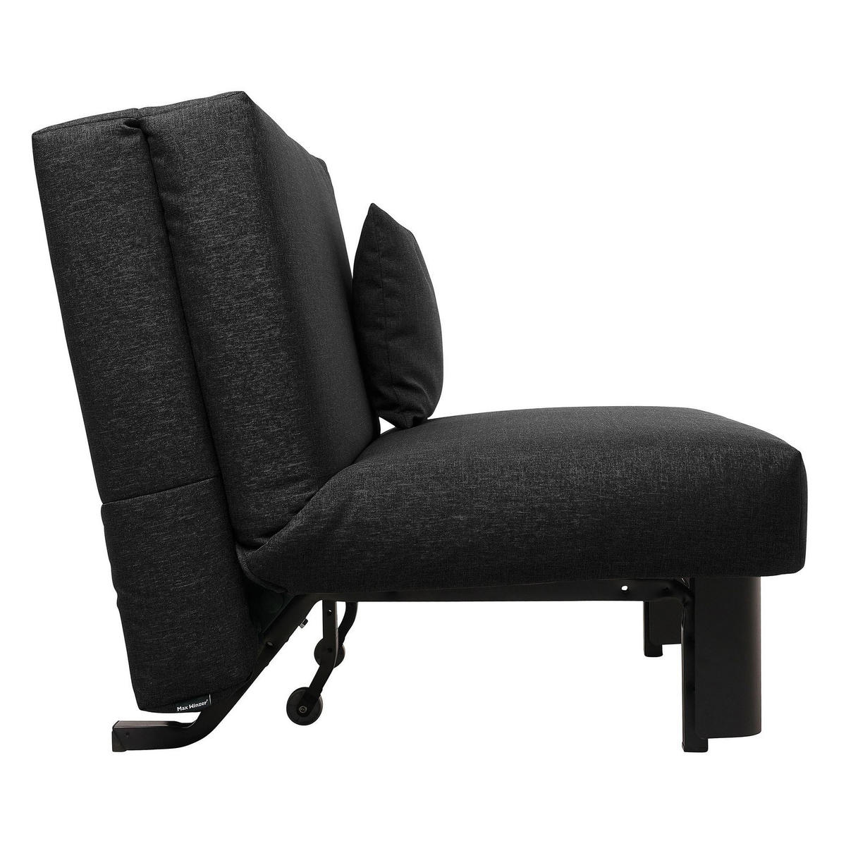 FALTSOFA Kalomira Bezug Flachgewebe Metall schwarz / schwarz - Schwarz, Kunststoff (145/84/100cm) - 58aufmkessel