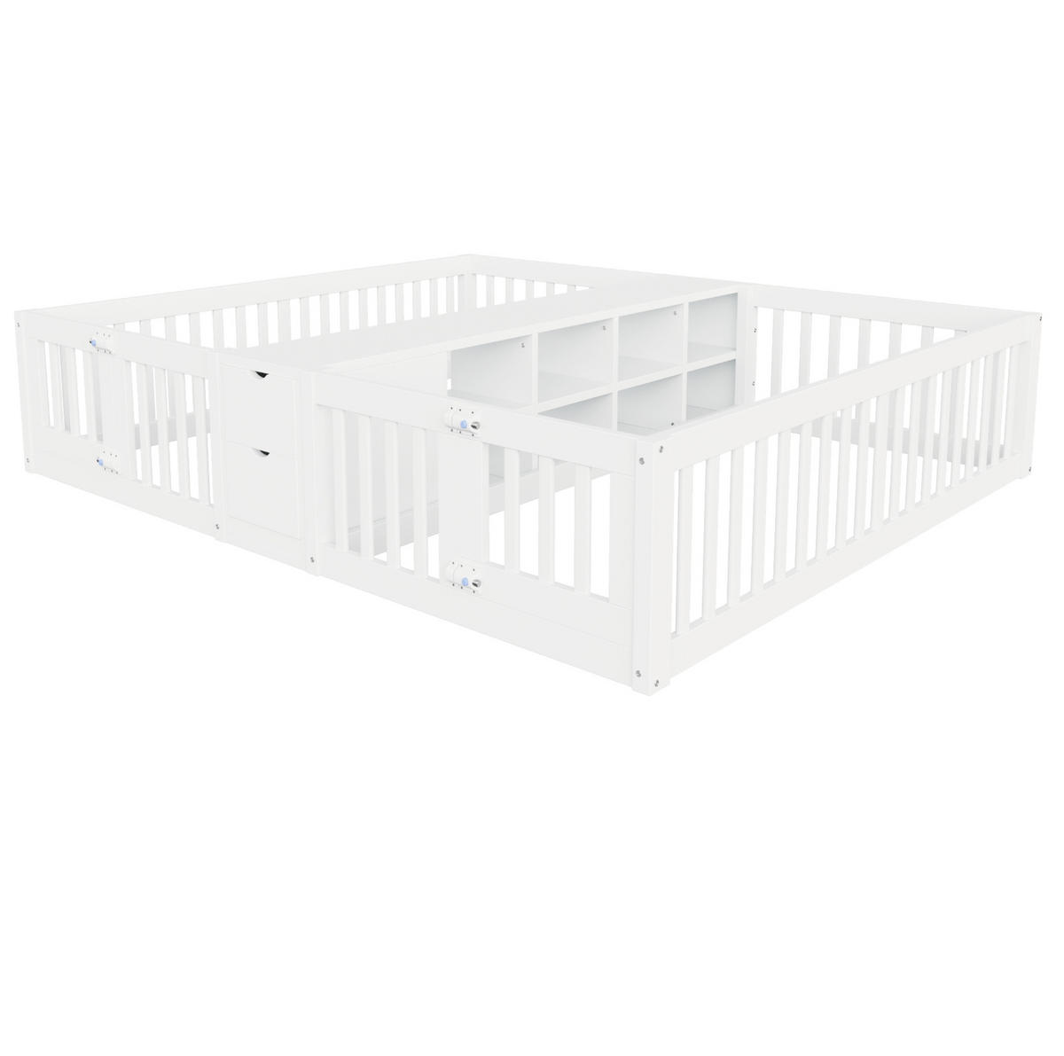 BETT 90/200 cm aus Holz mit Schubladen und Regal, Weiß - Weiß, Holz (90/200cm) - OKMYHOME