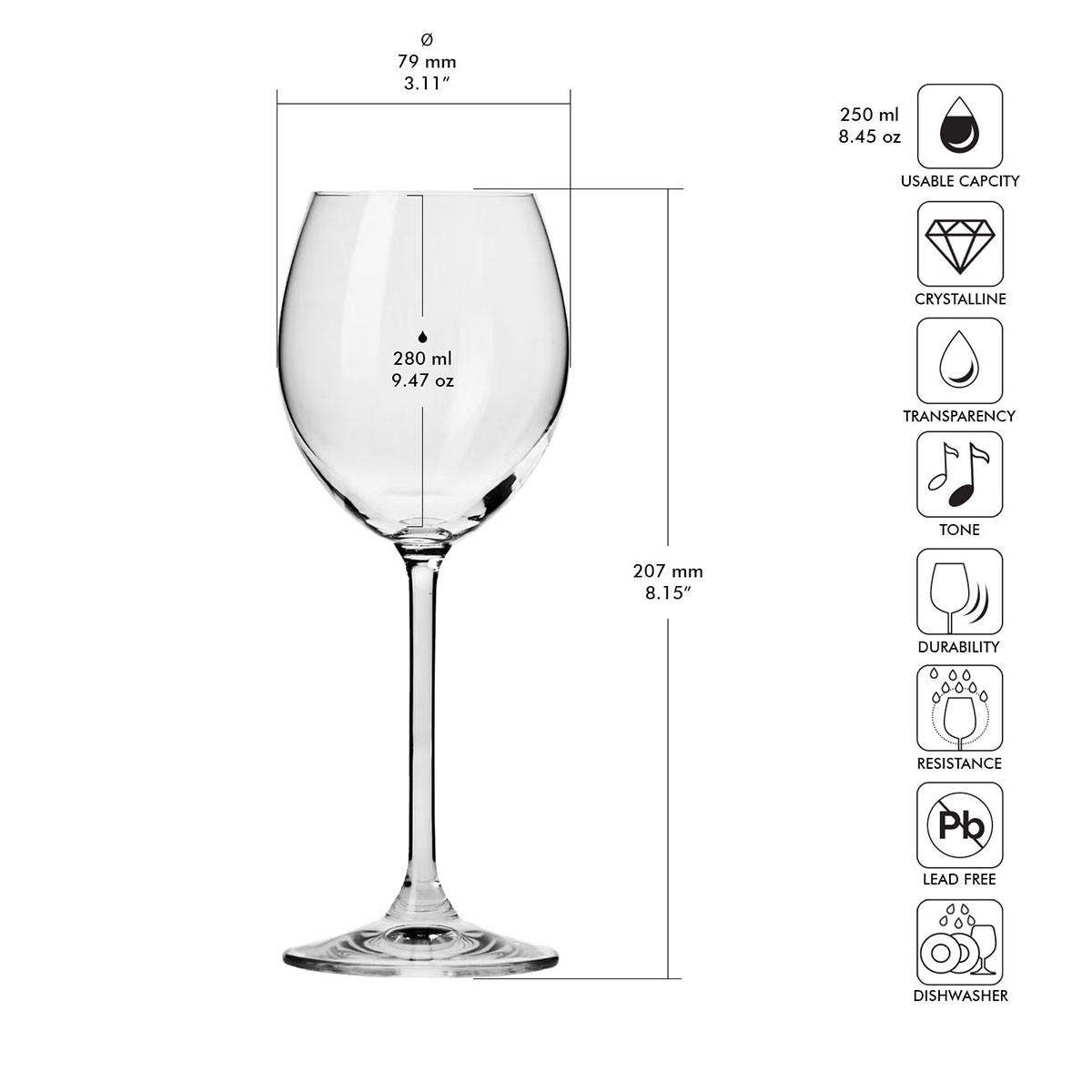 WEINGLÄSERWARE Venezia, 6er-Set, 280 ml - Orange, Glas (0.25L) - Krosno Glass