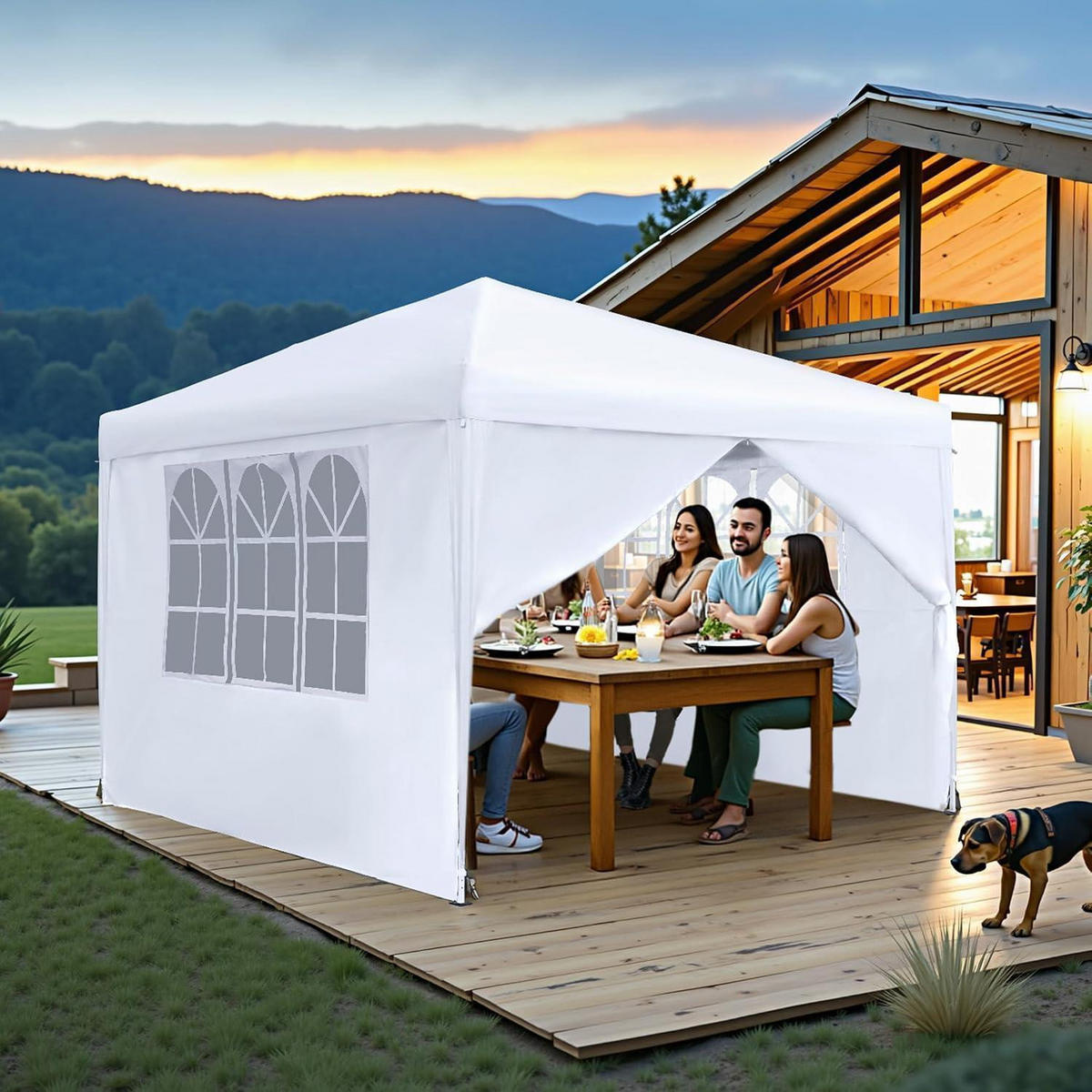 FALTPAVILLON 2.5 x 2.5 m Weiß Wasserdicht mit 4 Seitenteilen - Weiß, Textil (250/260/250cm)