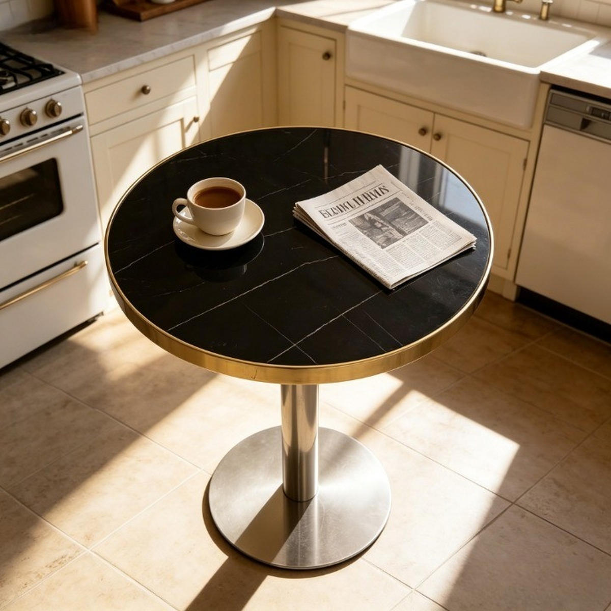 KÜCHENTISCH Marmoroptik Schwarz 60/60/74 cm - Schwarz, Holz (60/60/74cm) - PANGIVO