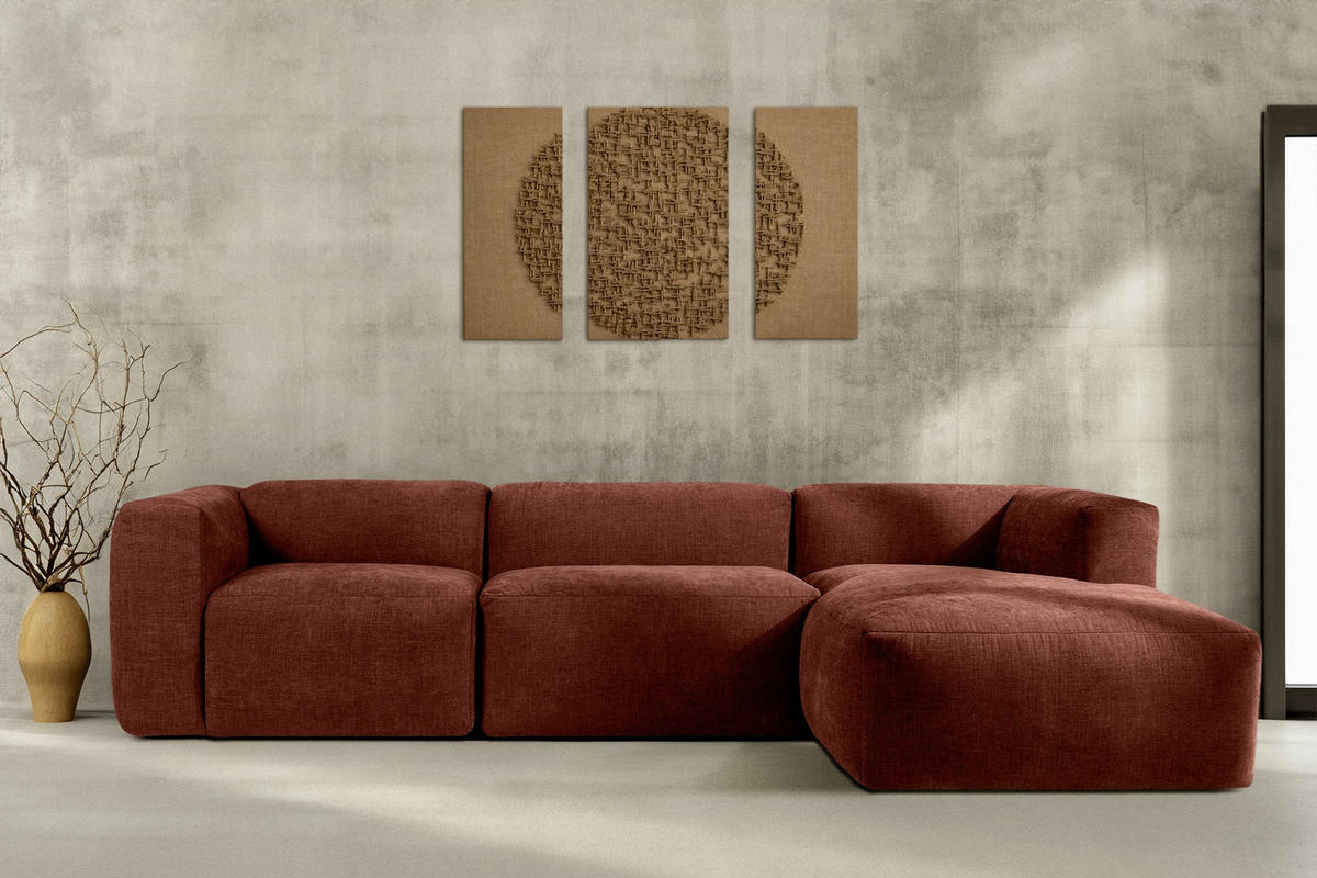 ECKMODULSOFA-RECHTS BUFFO mit extrem weicher und bequemer Sitzfläche, Gewebestoff, orange - Dunkelorange, Textil (297/180cm) - KONSIMO®