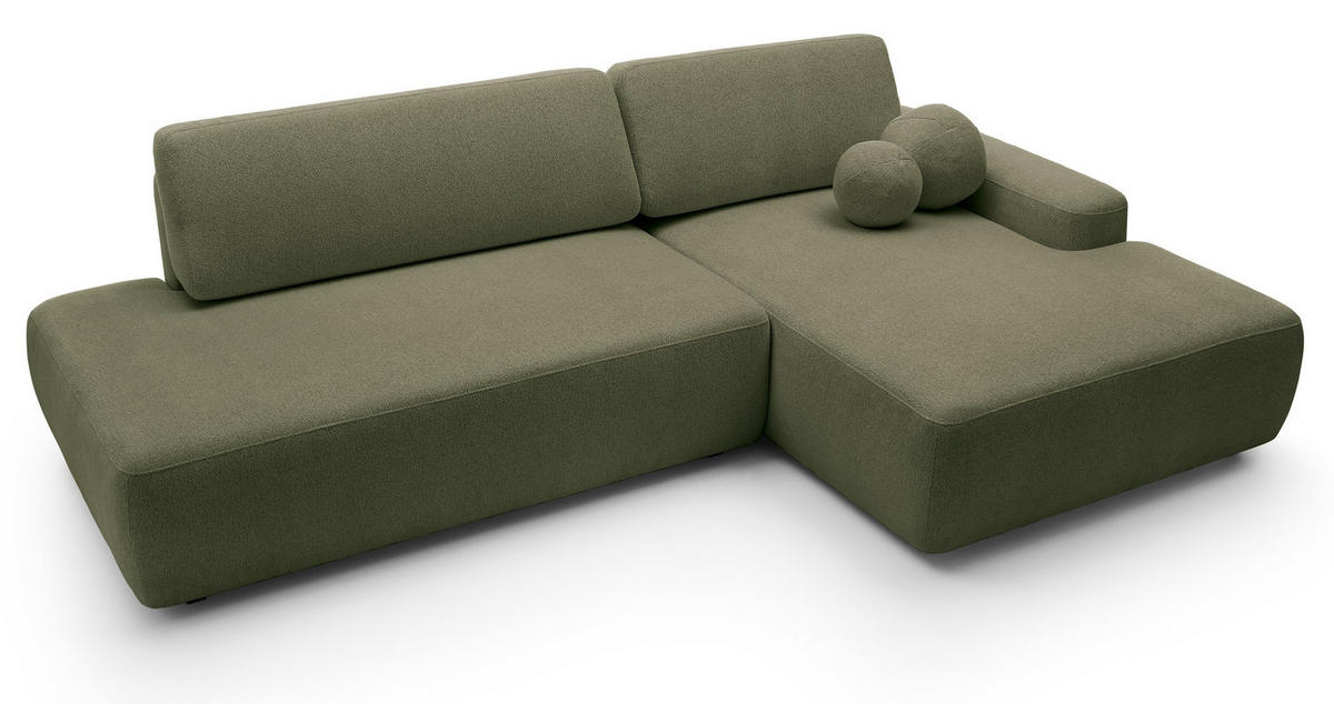 ECKSOFA 275 cm mit Schlaffunktion Orea O, Rechts, Grün - Grün, Holz (164/276cm) - Emporius