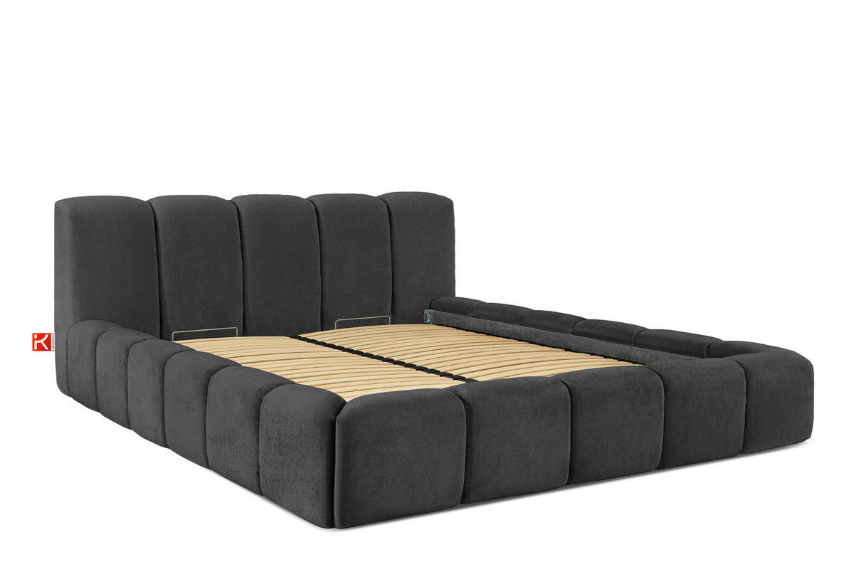 POLSTERBETT OLMIRA - Anthrazit/Schwarz, Holz/Holzwerkstoff (202/203cm) - KONSIMO®
